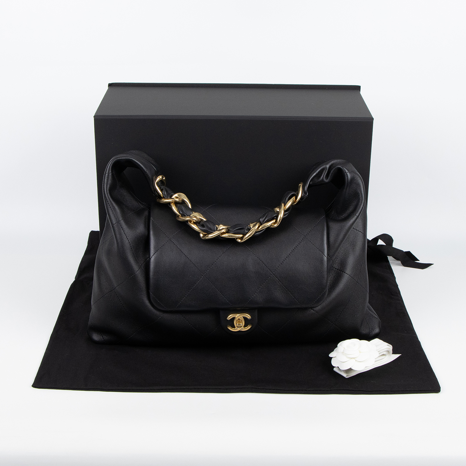 香奈兒 CHANEL 流浪包 Ｍaxi Hobo Bag 超大型 肩背包 AS5838 晶片款 黑掀蓋流浪包 防塵袋/原廠盒子