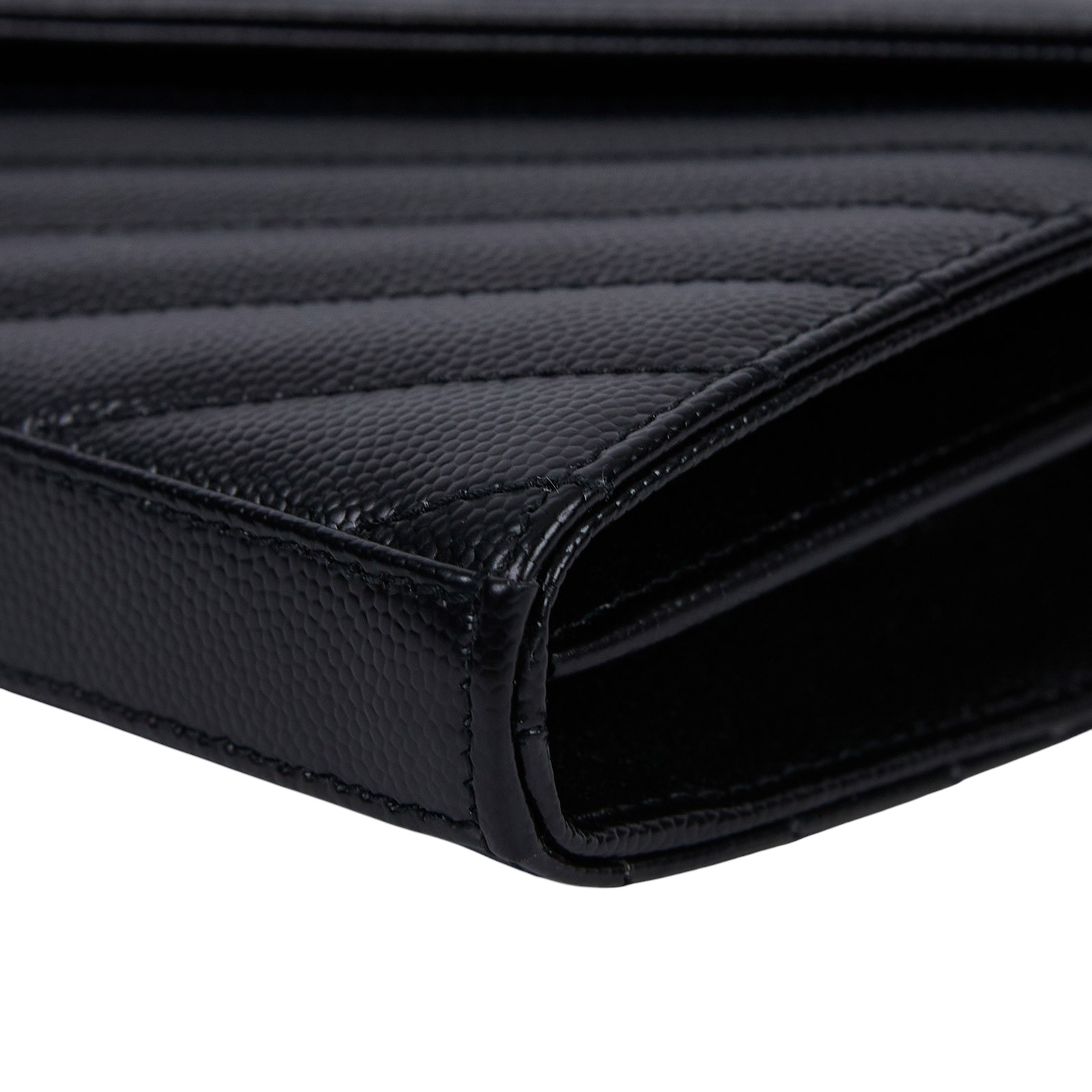 聖羅蘭 YSL SAINT LAURENT Cassandre 經典粒面皮革 鏈條 錢包 金色五金 377828BOW01 黑金魚子醬WOC 無附屬品