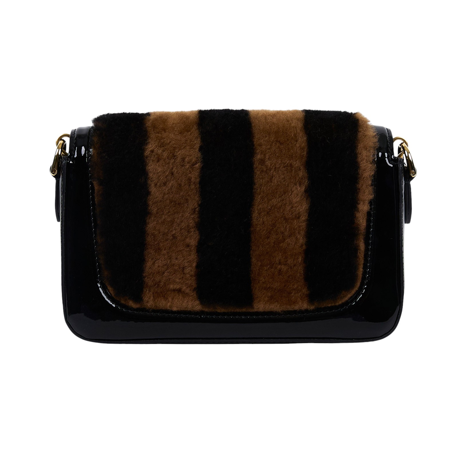 芬迪 FENDI 迷你 Baguette 8BS017A9Y2 毛毛條紋MINI法棍 原廠盒子/防塵袋/保證卡