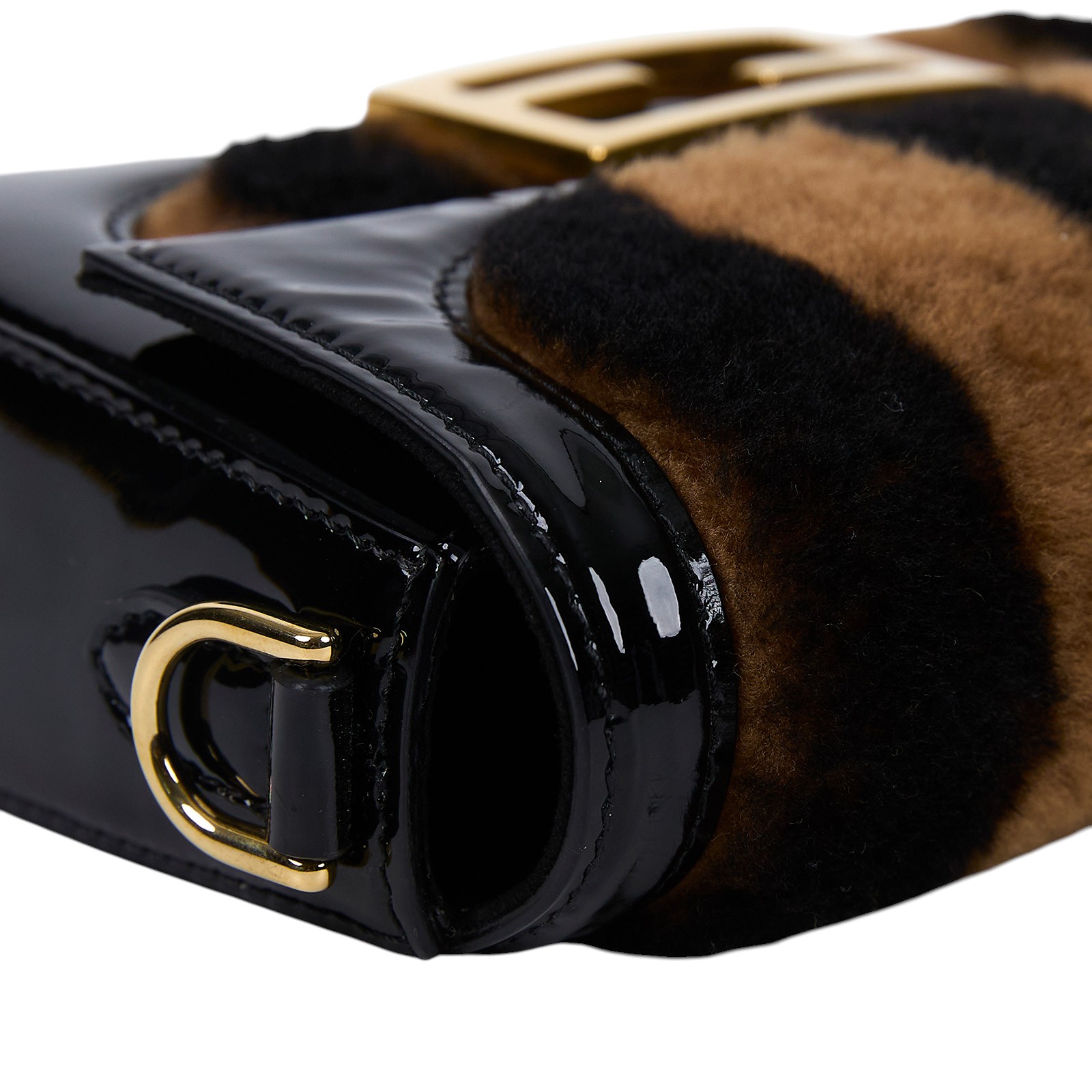 芬迪 FENDI 迷你 Baguette 8BS017A9Y2 毛毛條紋MINI法棍 原廠盒子/防塵袋/保證卡