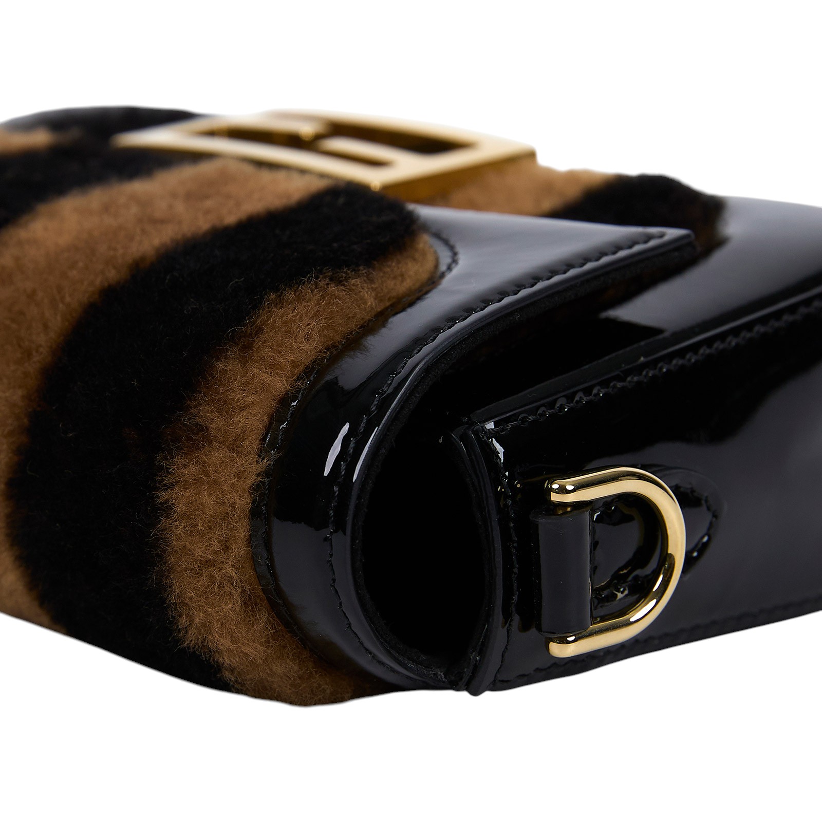 芬迪 FENDI 迷你 Baguette 8BS017A9Y2 毛毛條紋MINI法棍 原廠盒子/防塵袋/保證卡