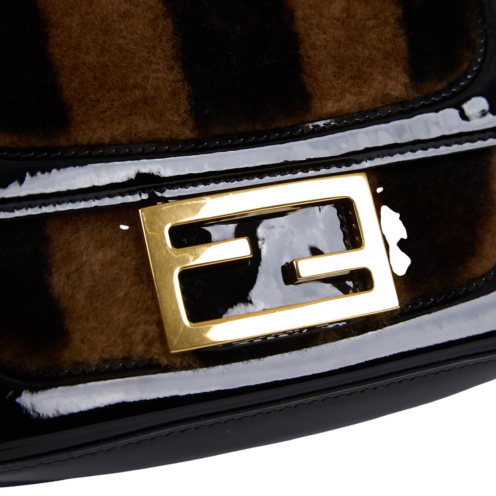 芬迪 FENDI 迷你 Baguette 8BS017A9Y2 毛毛條紋MINI法棍 原廠盒子/防塵袋/保證卡