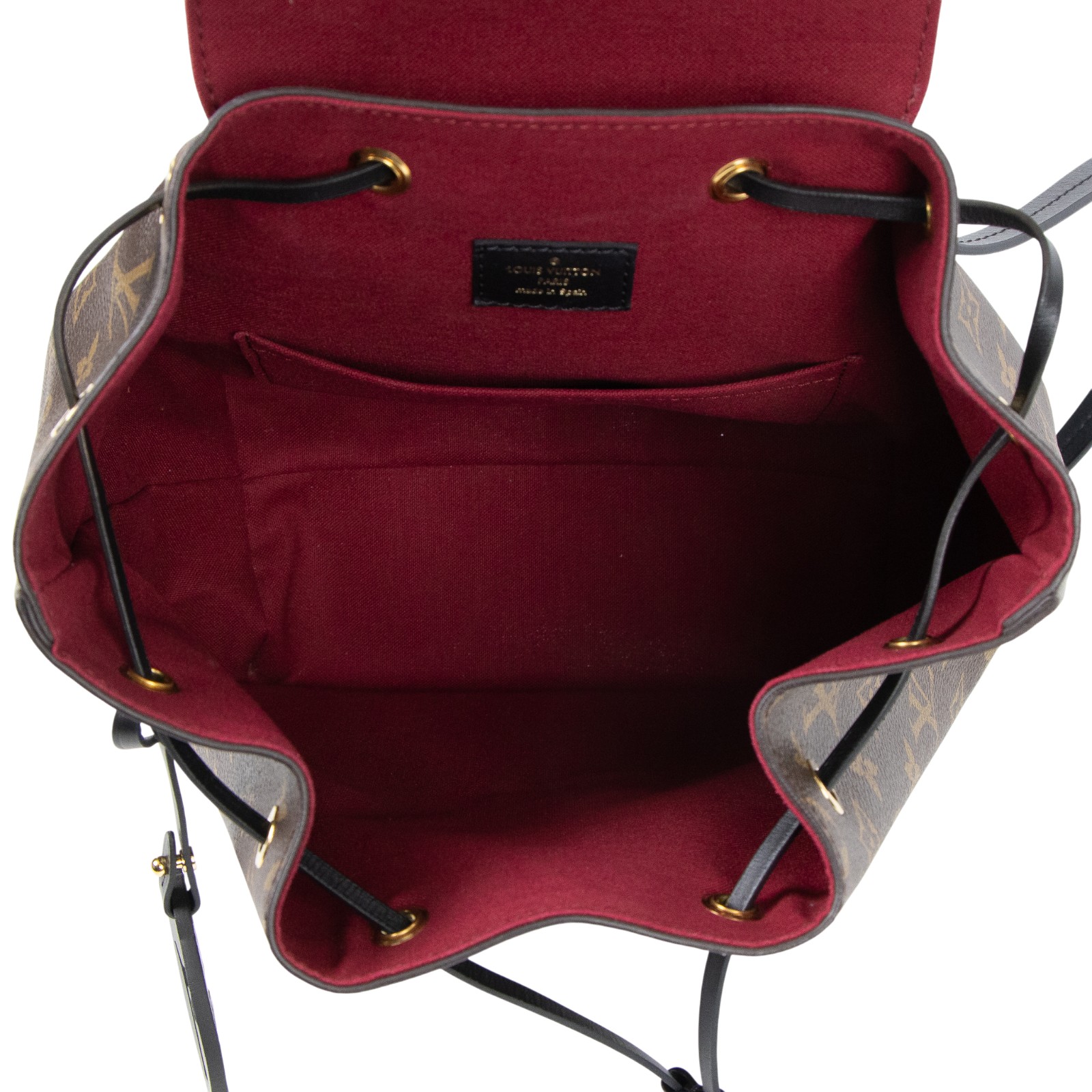 路易威登 LOUIS VUITTON Montsouris PM 經典帆布 牛皮 扣式 束口 後背包 棕色 黑色 M45515 晶片款  原廠盒子/防塵袋/購買證明