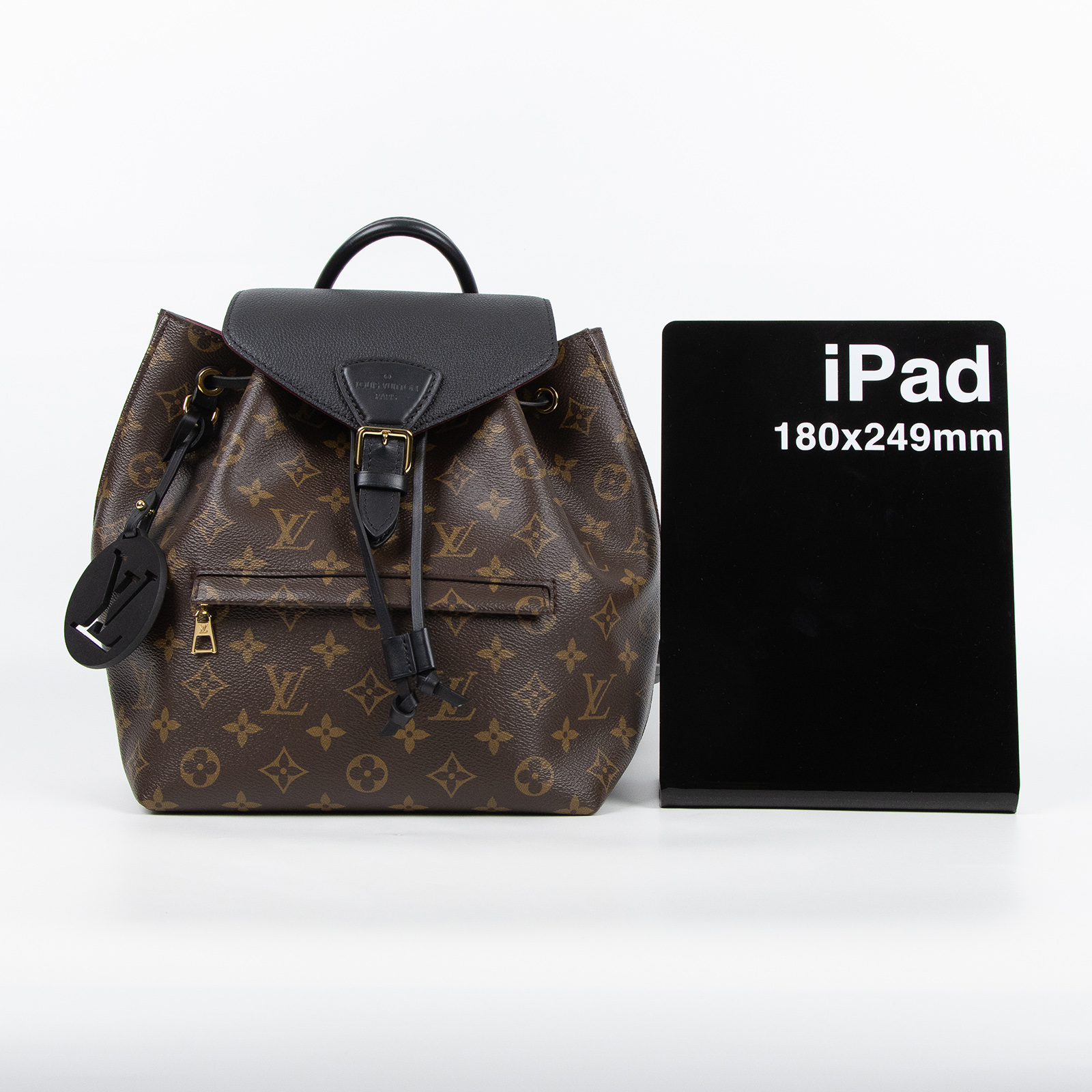 路易威登 LOUIS VUITTON Montsouris PM 經典帆布 牛皮 扣式 束口 後背包 棕色 黑色 M45515 晶片款  原廠盒子/防塵袋/購買證明