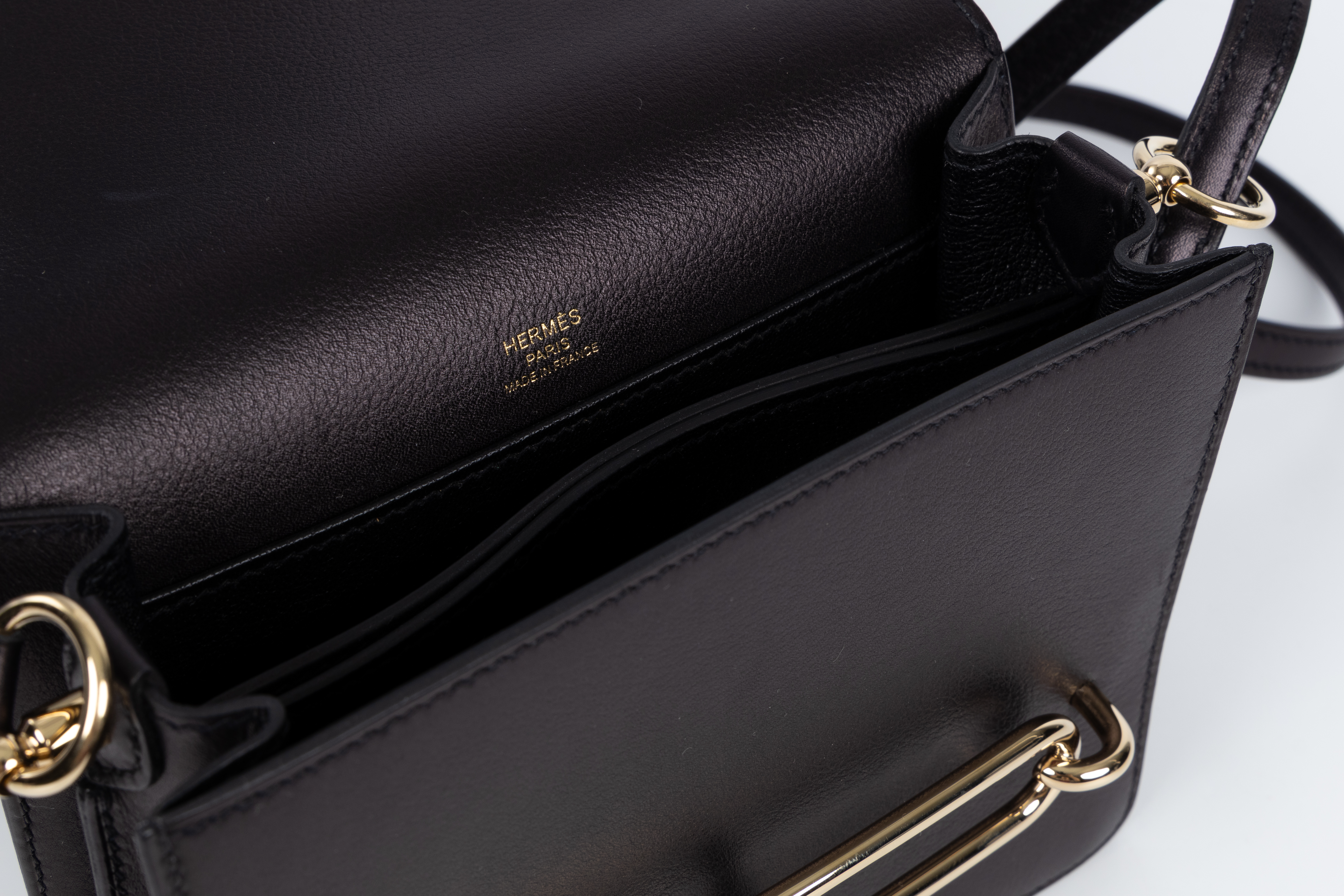 愛馬仕 Hermes Roulis 豬鼻子 斜背包 18 Mini 金色五金 黑色 H071205CP89 /  原廠盒子/購買證明/防塵袋