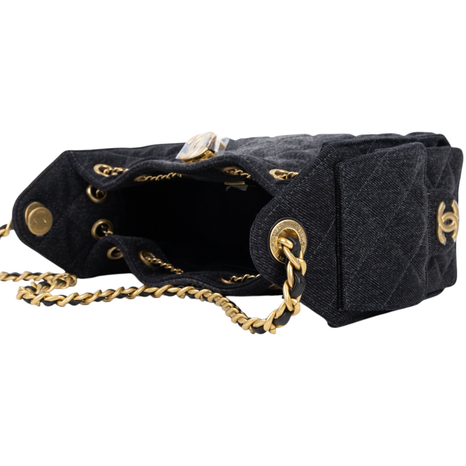 香奈兒 CHANEL 25 迷你包 AS5631 晶片款 黑牛仔25 MINI 防塵袋/原廠盒子