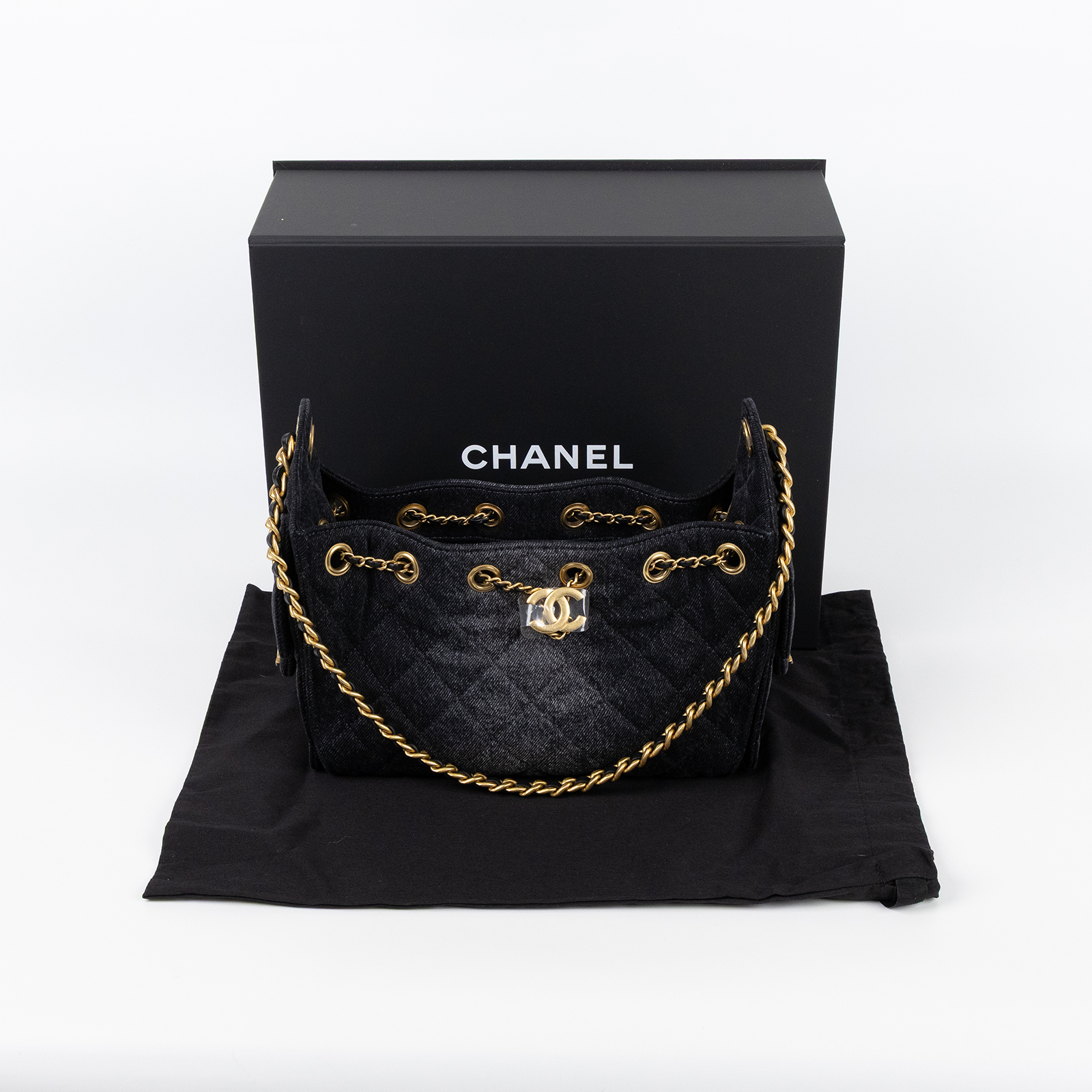 香奈兒 CHANEL 25 迷你包 AS5631 晶片款 黑牛仔25 MINI 防塵袋/原廠盒子