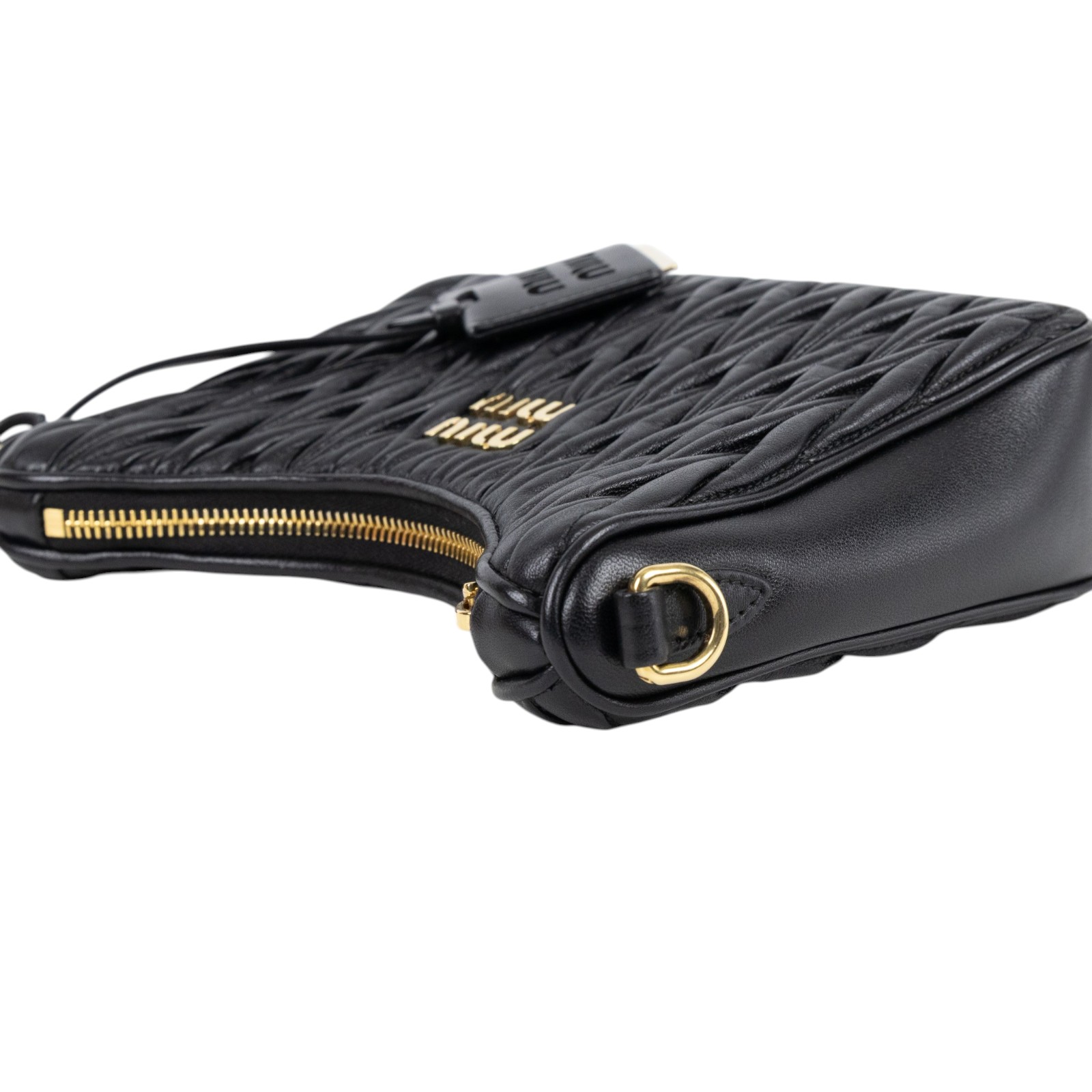 繆繆 MIU MIU Matelasse 納帕軟皮 單肩包 5BH211_N88 黑抓皺Matelassé 2WAY 原廠盒子/防塵袋/保證卡/背帶