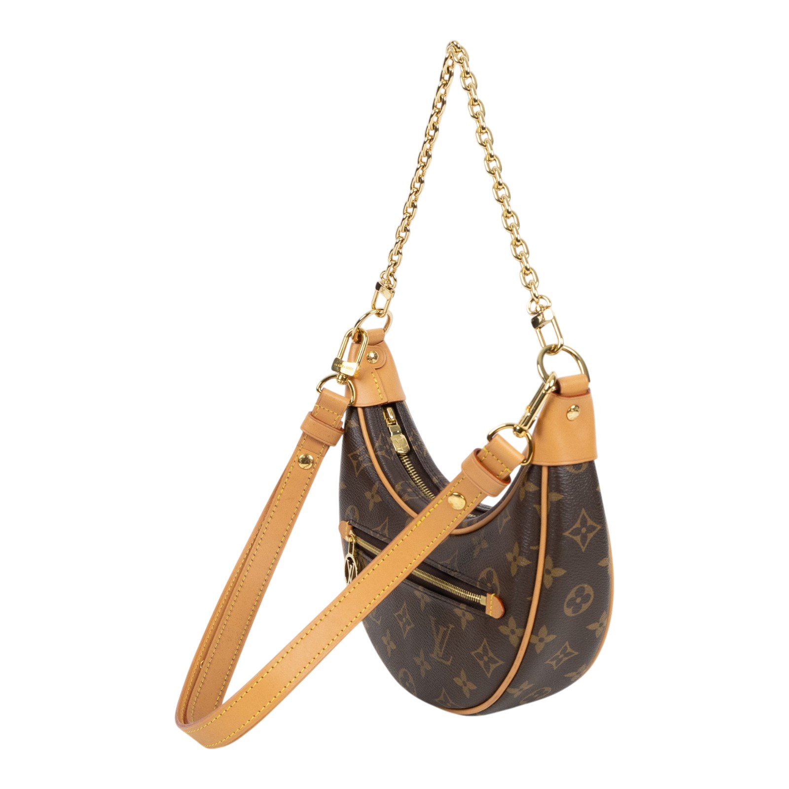 路易威登 LOUIS VUITTON Loop 半月 法棍包 豌豆包 老花 腋下單肩包 M81098 晶片款 原花LOOP彎月包 PM 背帶2