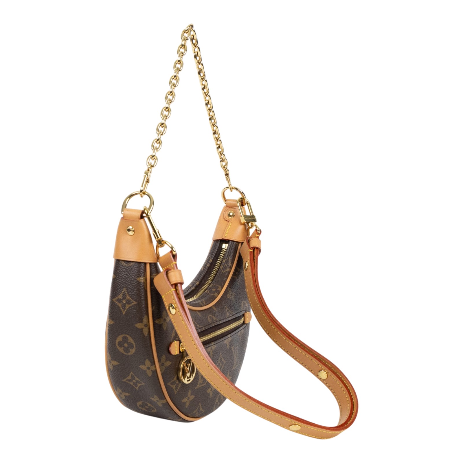 路易威登 LOUIS VUITTON Loop 半月 法棍包 豌豆包 老花 腋下單肩包 M81098 晶片款 原花LOOP彎月包 PM 背帶2