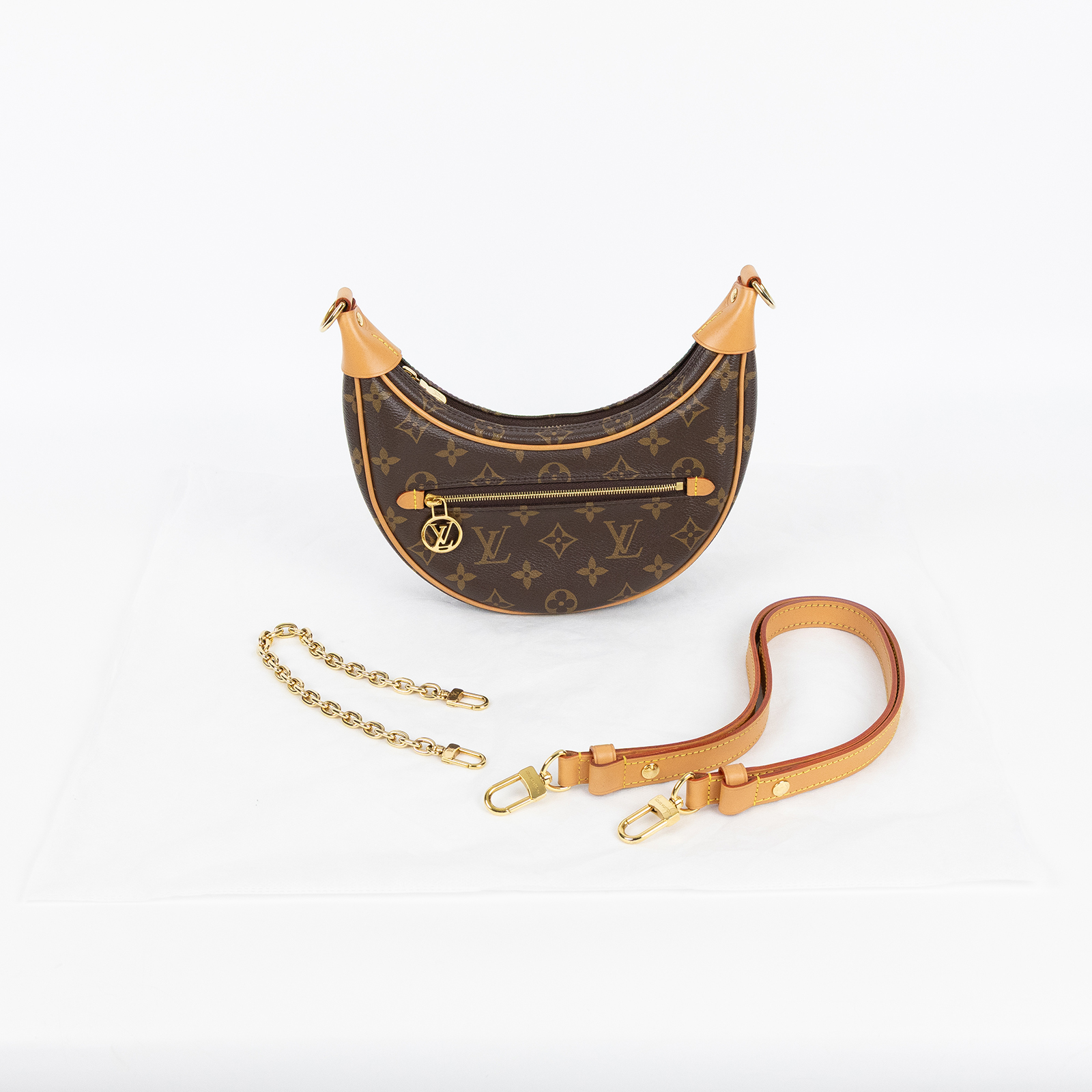 路易威登 LOUIS VUITTON Loop 半月 法棍包 豌豆包 老花 腋下單肩包 M81098 晶片款 原花LOOP彎月包 PM 背帶2