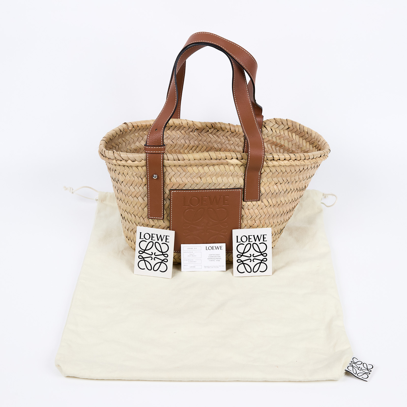 羅意威 LOEWE 棕櫚葉 小牛皮 小型 編織包 327.02.S93 草編手提包 防塵袋