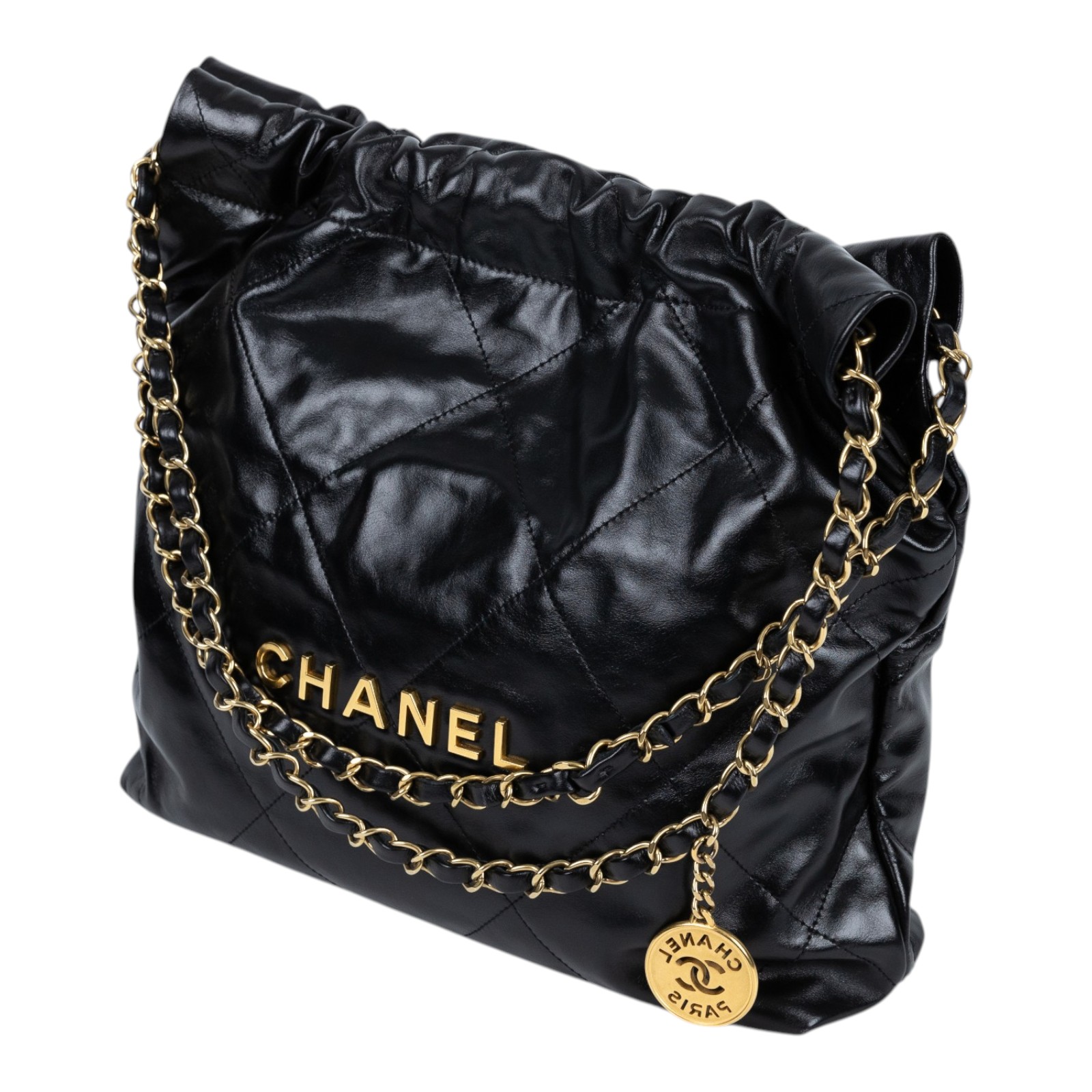 香奈兒 CHANEL 22 小型 束口包 AS3260 B08037 晶片款 黑金22包 小號 防塵袋/原廠盒子/購買證明