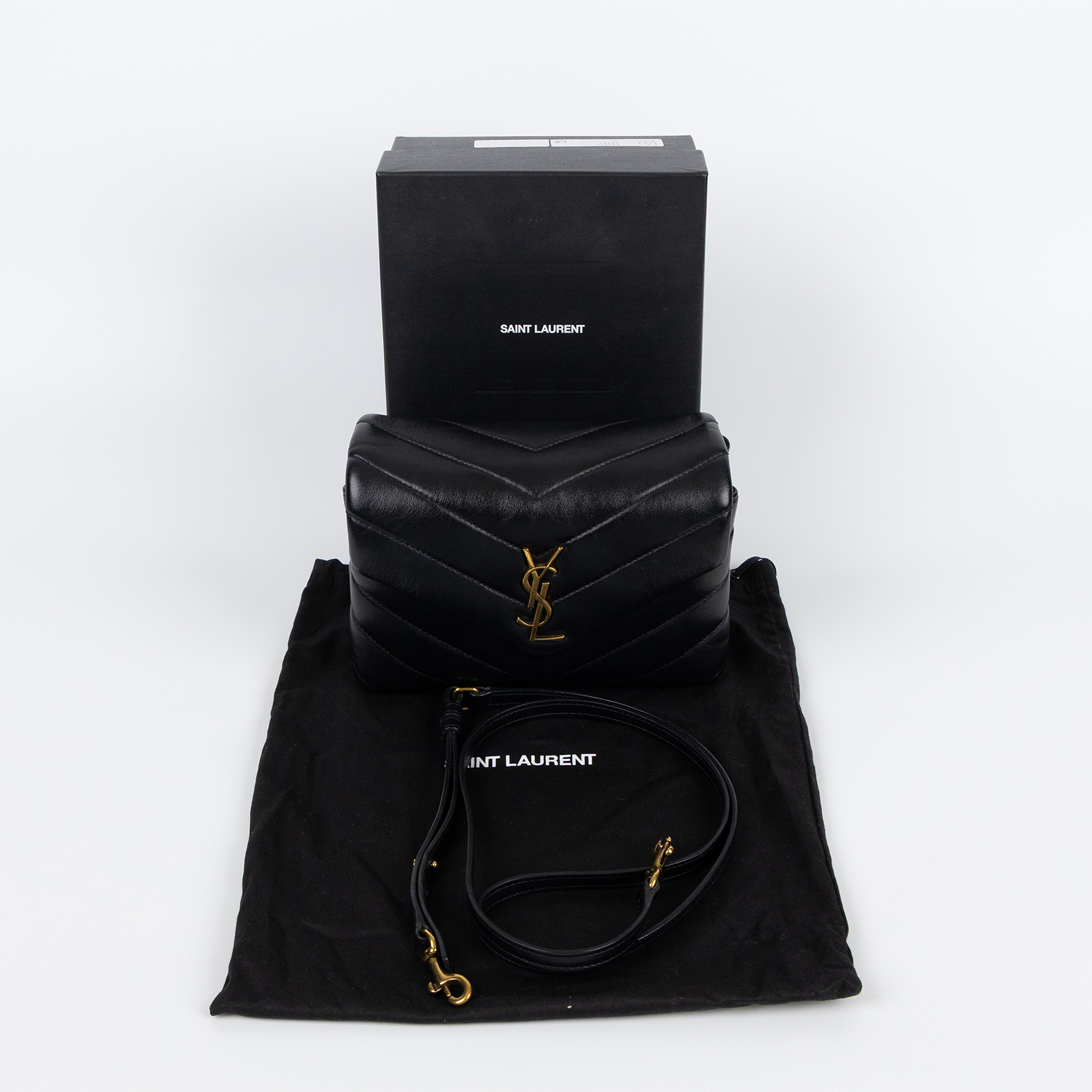聖羅蘭 YSL SAINT LAURENT Loulou 絎縫 皮革 TOY 手袋 金色五金 467072DV707 黑金LOULOU TOY 防塵袋/原廠盒子