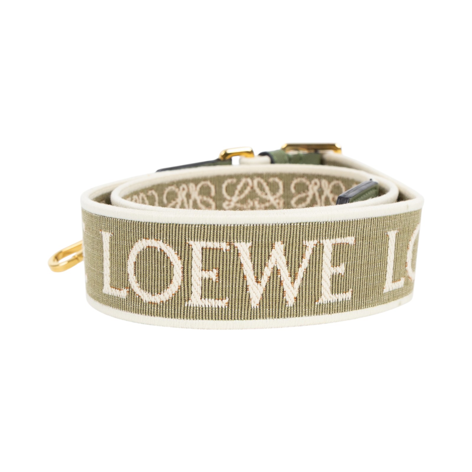 羅意威 LOEWE 緹花織 小牛皮 Anagram 肩帶 C073T87X01 綠帆布Anagram背帶 防塵袋