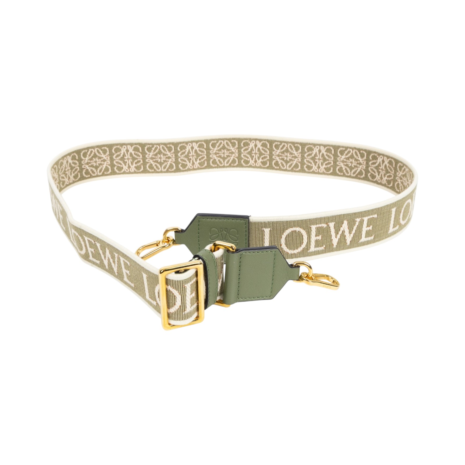 羅意威 LOEWE 緹花織 小牛皮 Anagram 肩帶 C073T87X01 綠帆布Anagram背帶 防塵袋