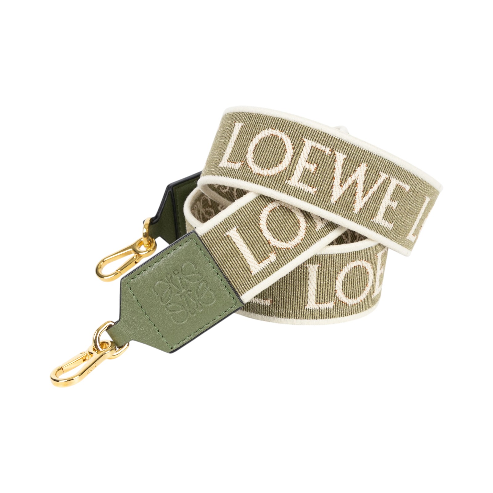 羅意威 LOEWE 緹花織 小牛皮 Anagram 肩帶 C073T87X01 綠帆布Anagram背帶 防塵袋