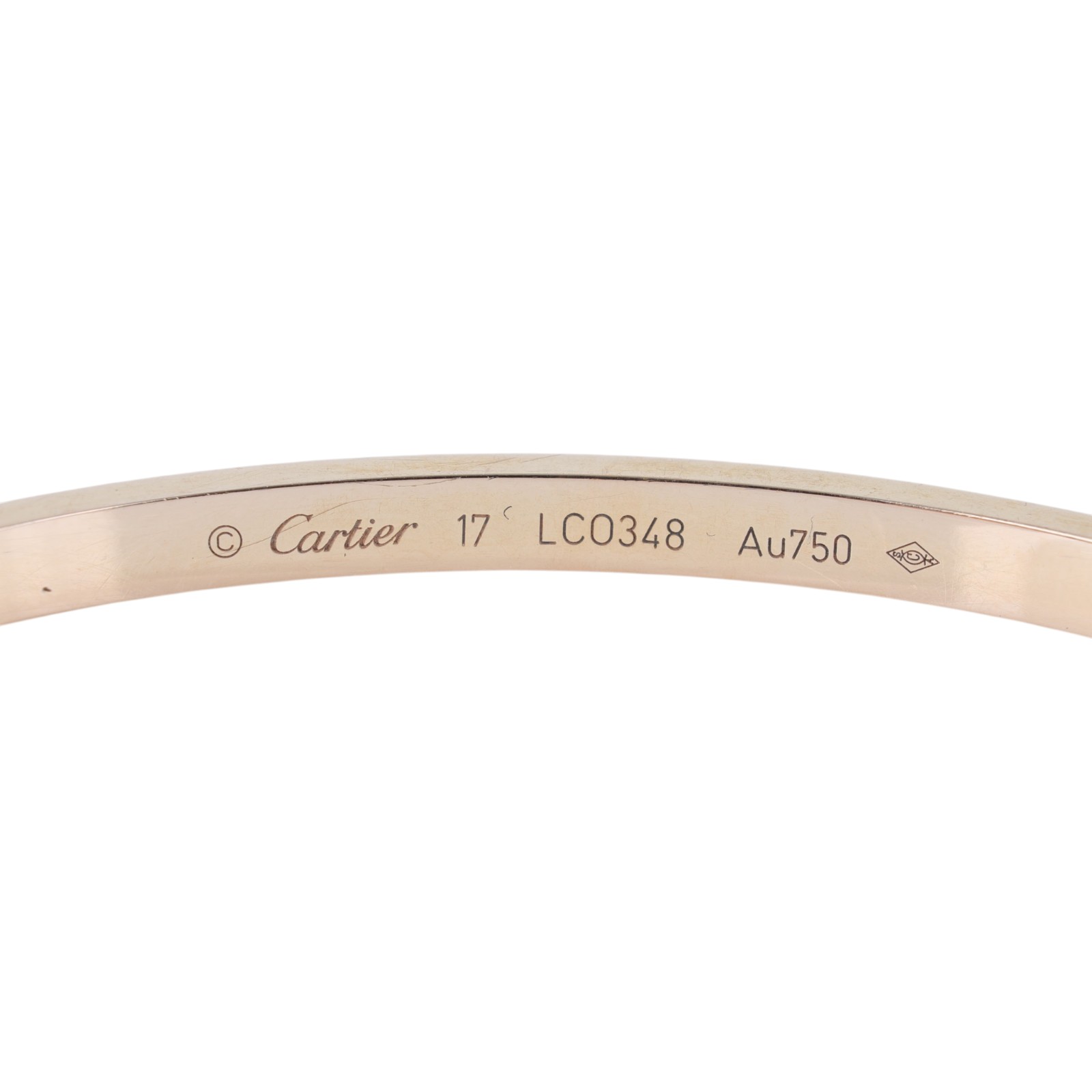 卡地亞 CARTIER Love 手環 小型款 B6047317 RG LOVE細版手環#17 原廠盒子(扣具脫落)/保書/工具