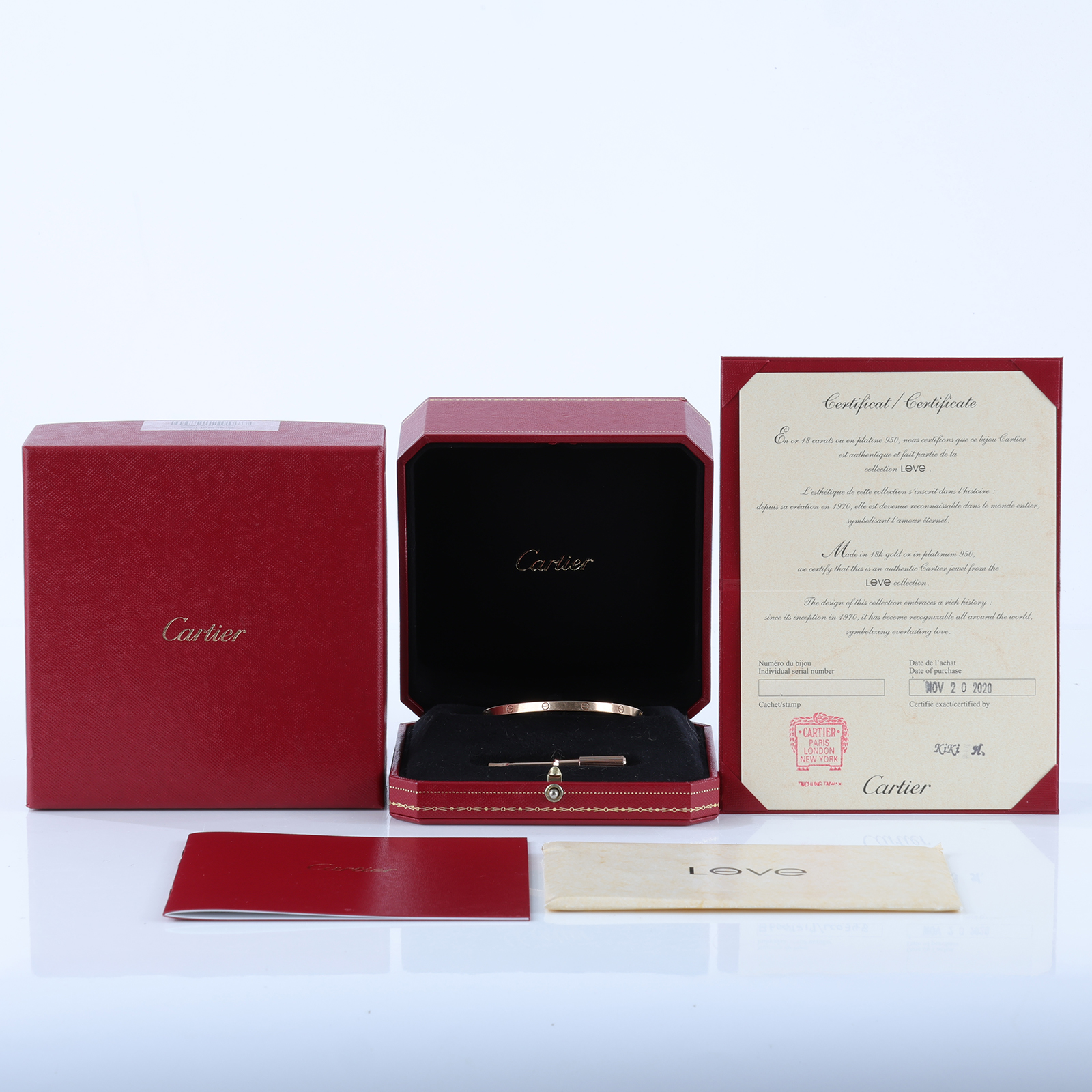 卡地亞 CARTIER Love 手環 小型款 B6047317 RG LOVE細版手環#17 原廠盒子(扣具脫落)/保書/工具