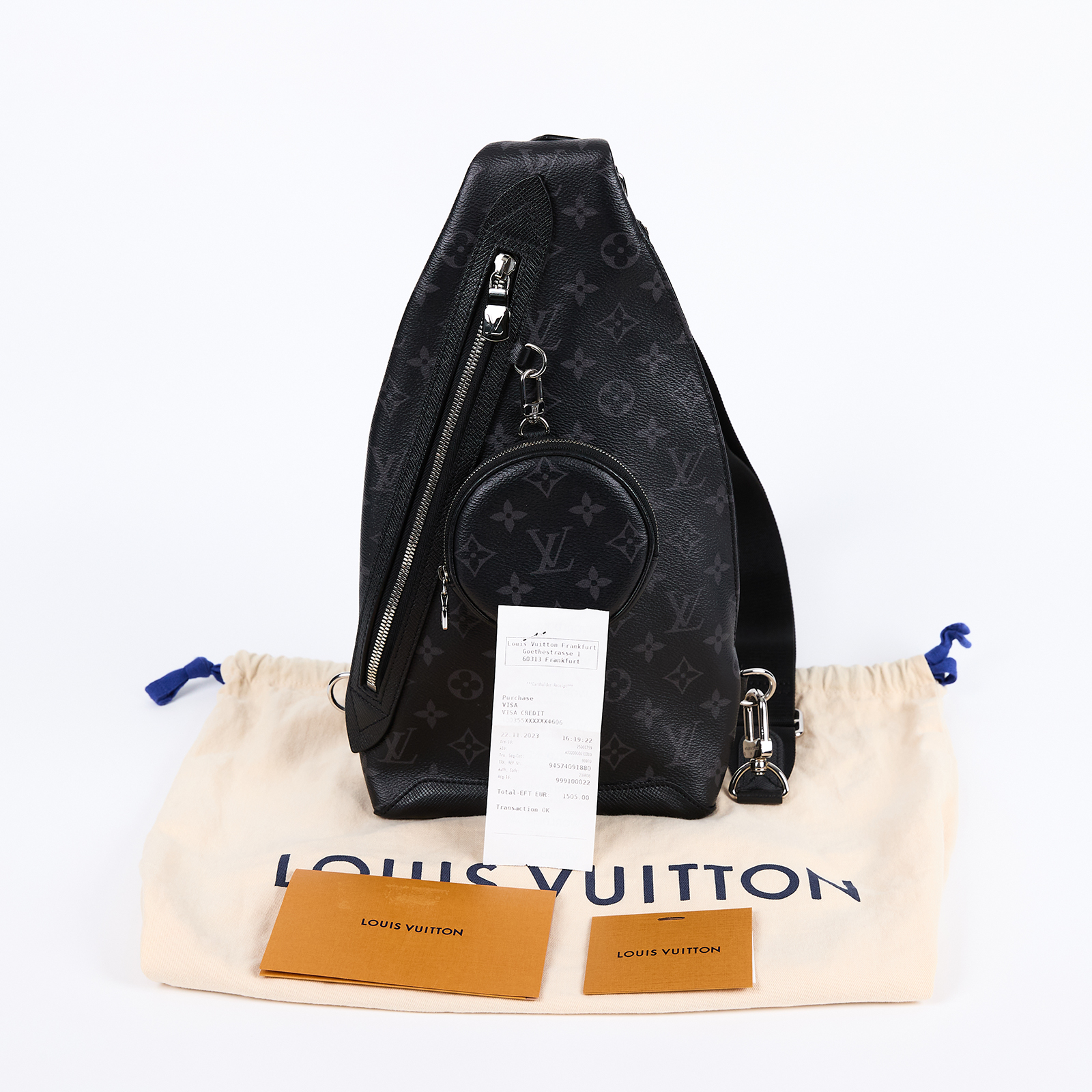 路易威登 LOUIS VUITTON Duo 斜背包 黑色 M30936 晶片款 黑原花DUO斜背包 零錢包/防塵袋/國外購買證明