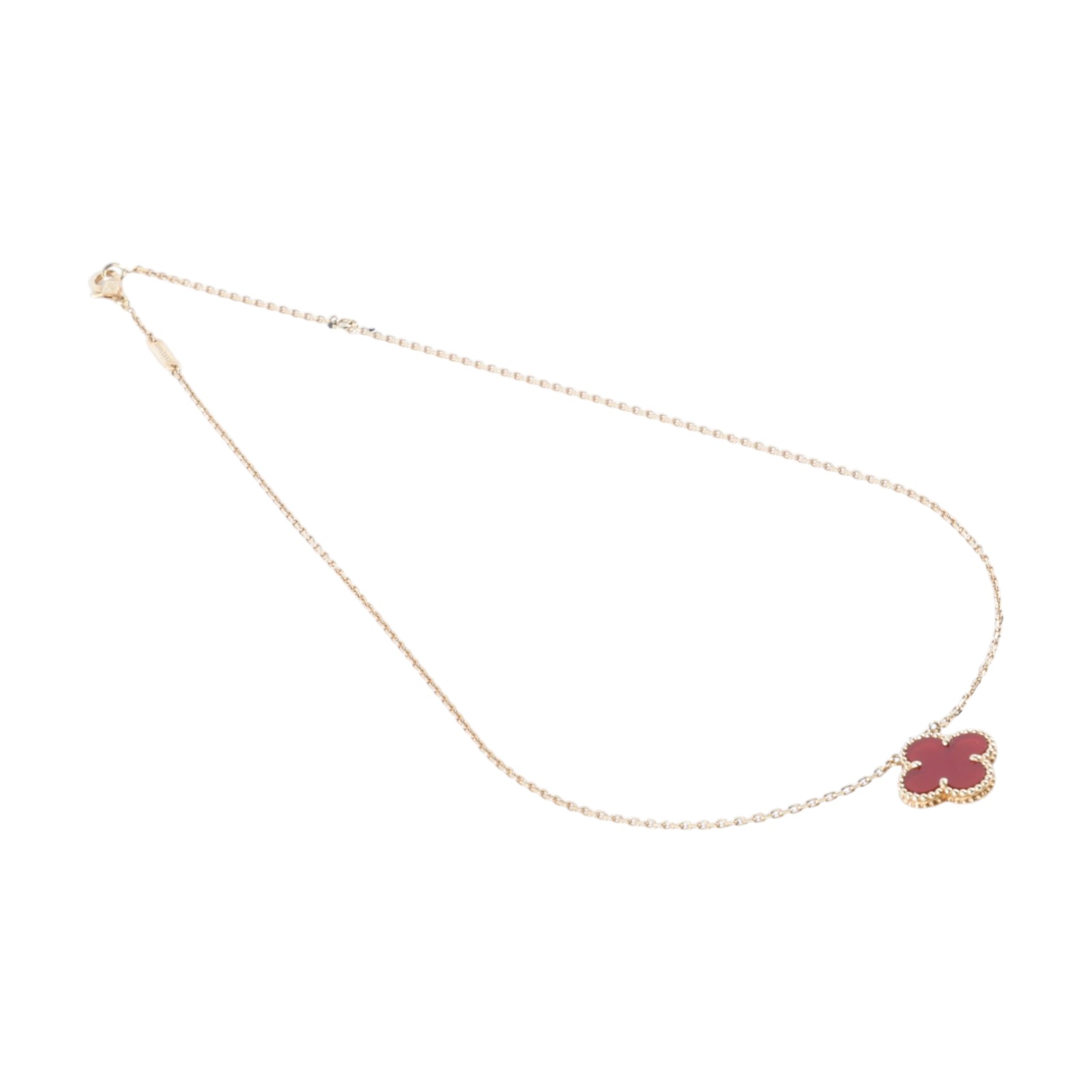 梵克雅寶 Van Cleef & Arpels Vintage Alhambra 吊墜 小型 VCARD38500 YG 紅玉髓幸運草項鍊 原廠盒子/購買證明