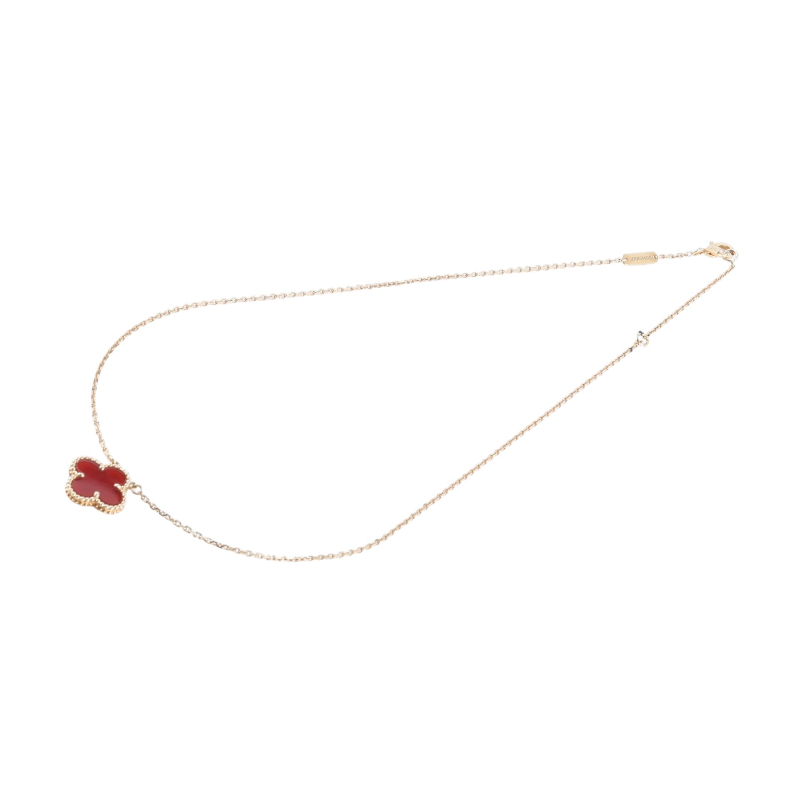 梵克雅寶 Van Cleef & Arpels Vintage Alhambra 吊墜 小型 VCARD38500 YG 紅玉髓幸運草項鍊 原廠盒子/購買證明
