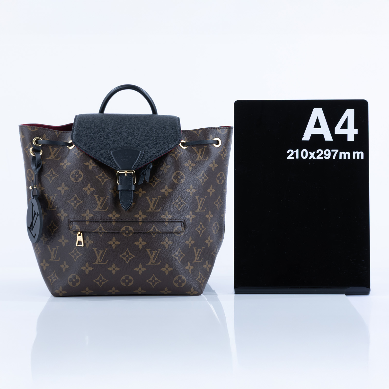 路易威登 LOUIS VUITTON Montsouris PM 經典帆布 牛皮 扣式 束口 後背包 棕色 黑色 M45515 晶片款  防塵袋/購買證明