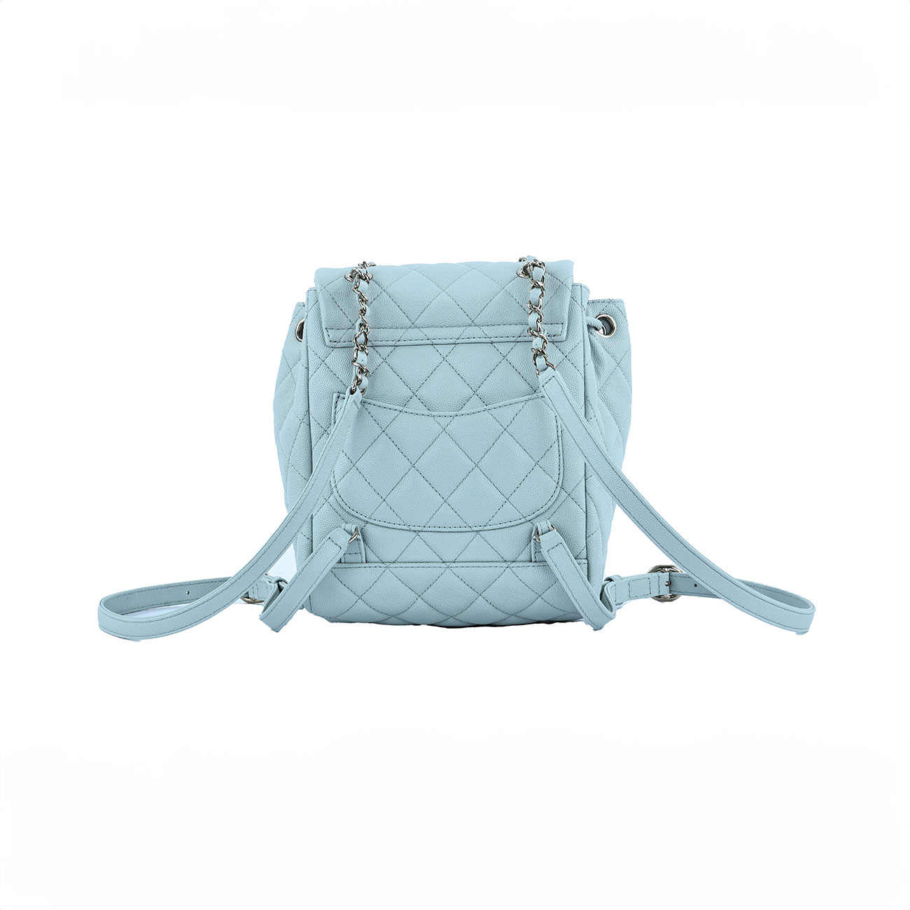 香奈兒 CHANEL 菱格 小型 雙肩 後背包 AS4058 晶片款 淺灰綠荔枝後背包 原廠盒子/防塵袋/台灣購買證明影本