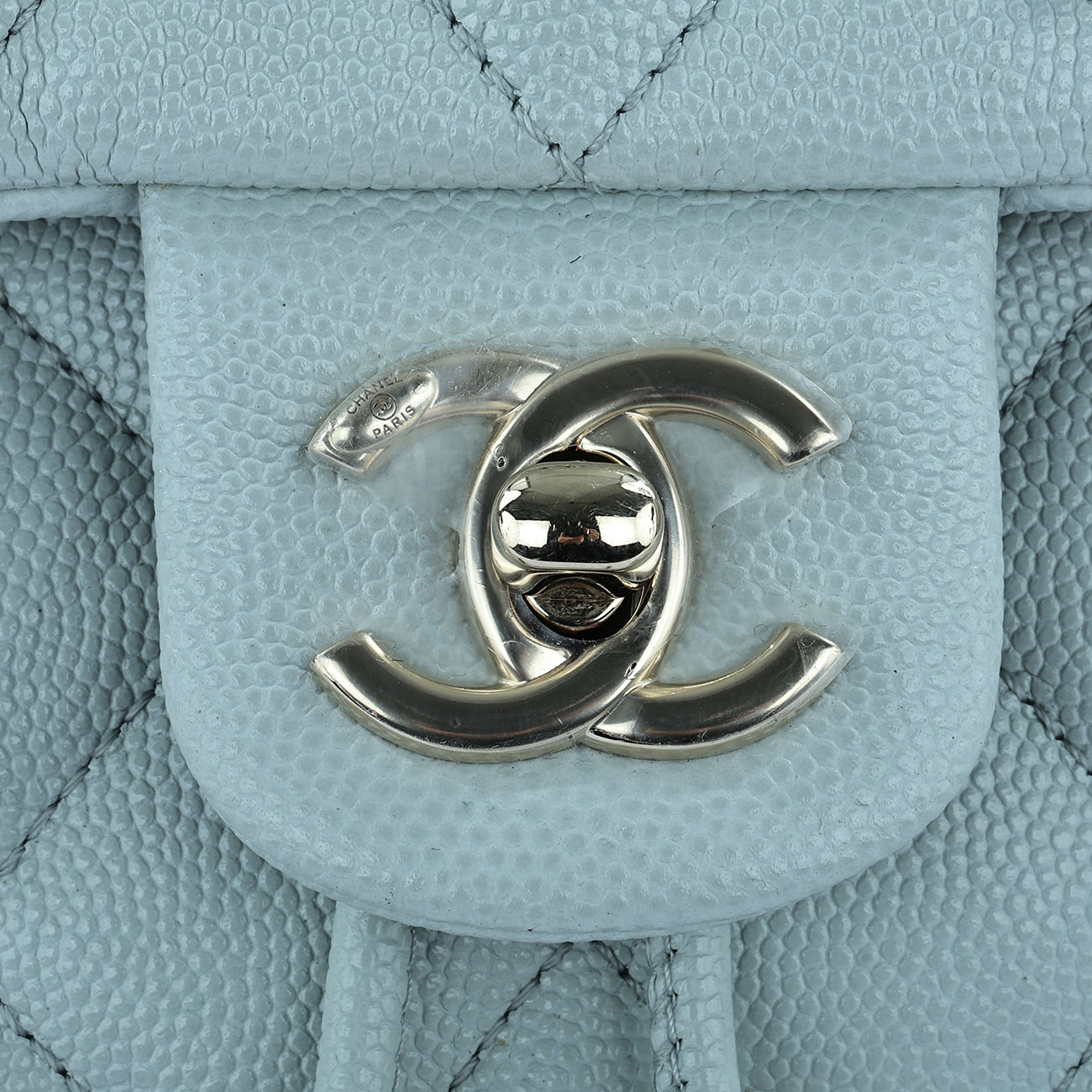 香奈兒 CHANEL 菱格 小型 雙肩 後背包 AS4058 晶片款 淺灰綠荔枝後背包 原廠盒子/防塵袋/台灣購買證明影本