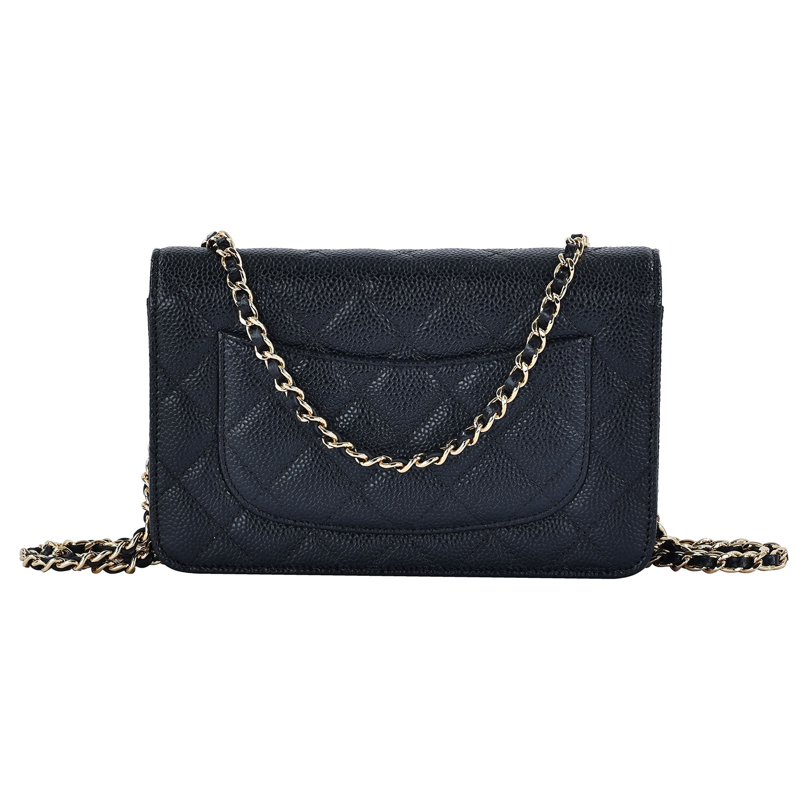 香奈兒 CHANEL WOC 口蓋包  28開 黑金荔枝COCO WOC 新版拉鍊+磁吸釦 原廠盒子/防塵袋