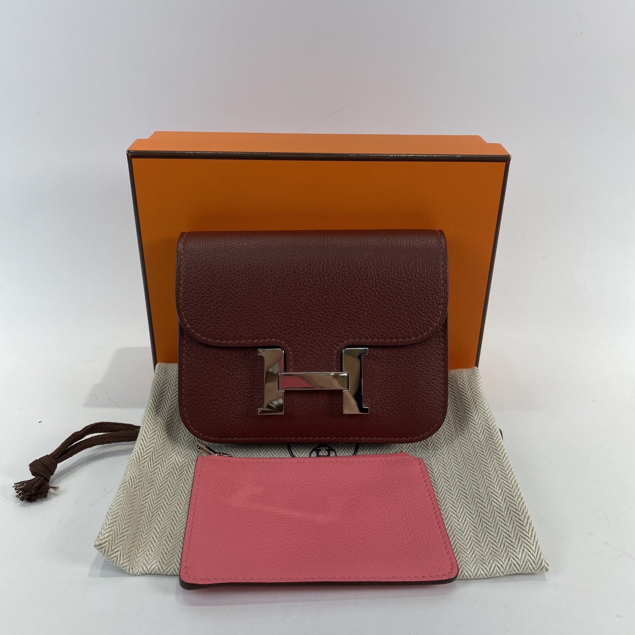 愛馬仕 Hermes Constance Bag Epsom 康康包 短夾 Slim  CNSLIM B刻 紅CONSTANCE SLIM 原廠盒子/防塵袋