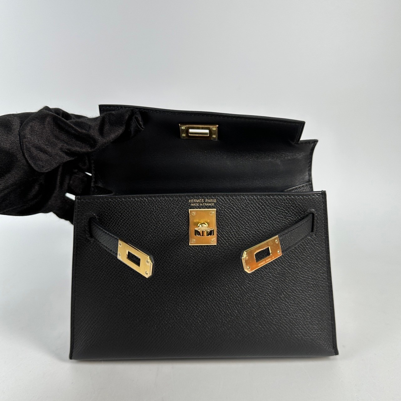愛馬仕 Hermes Kelly Bag 凱莉包 mini KLM B 黑金MINI KELLY 原廠盒子/防塵袋