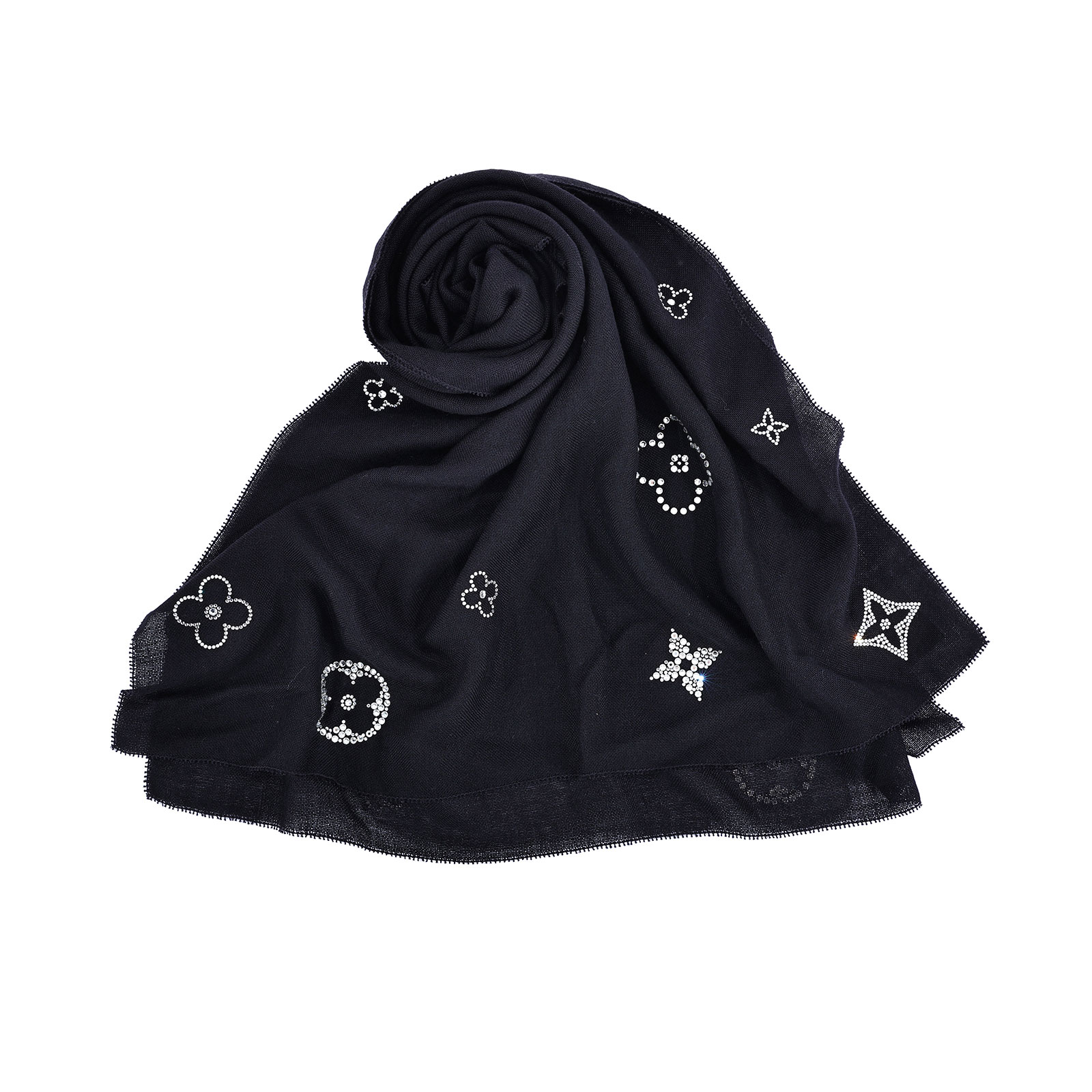 路易威登 LOUIS VUITTON Monte Carlo 長版圍巾 M74268 黑羊毛銀亮片圍巾 原廠盒子