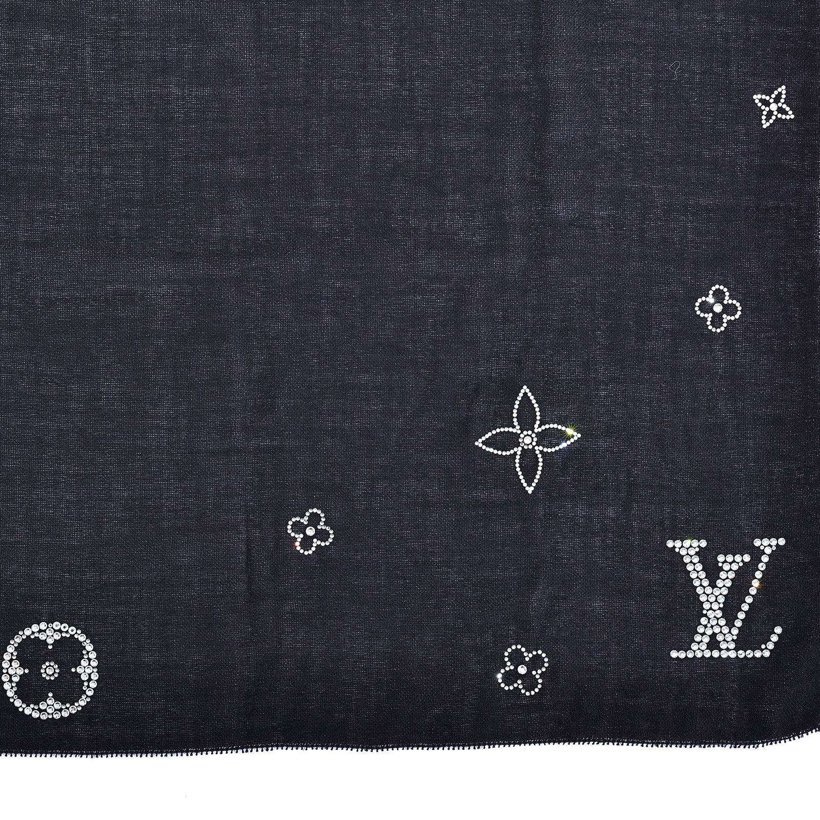 路易威登 LOUIS VUITTON Monte Carlo 長版圍巾 M74268 黑羊毛銀亮片圍巾 原廠盒子