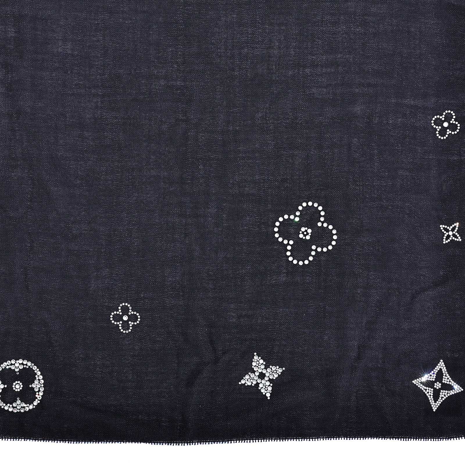 路易威登 LOUIS VUITTON Monte Carlo 長版圍巾 M74268 黑羊毛銀亮片圍巾 原廠盒子