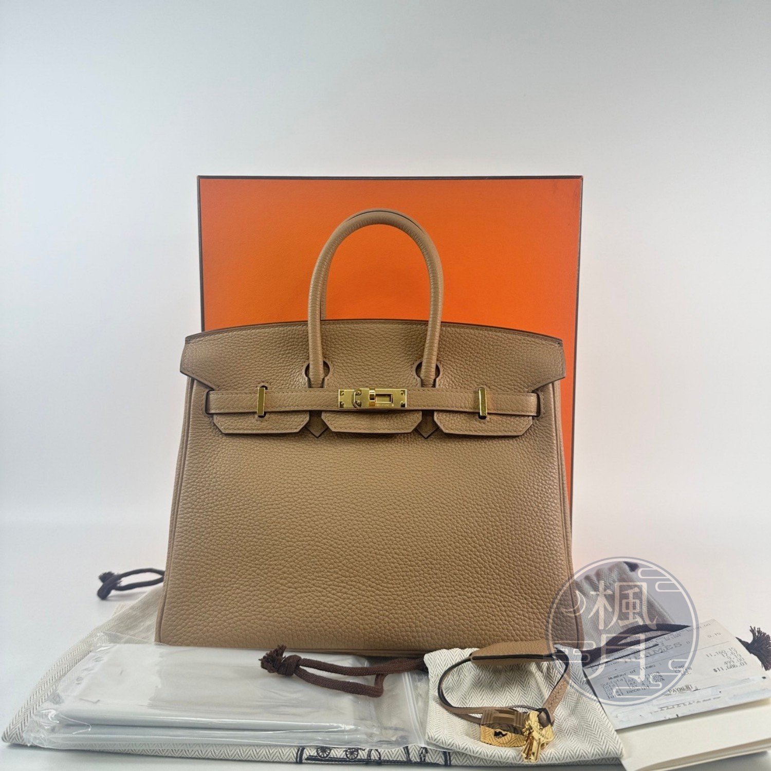 愛馬仕 Hermes Birkin Bag 柏金包 25 BK25 H041344/U刻 奶茶色BIRKIN25 0M 原廠盒子/防塵袋/鎖組