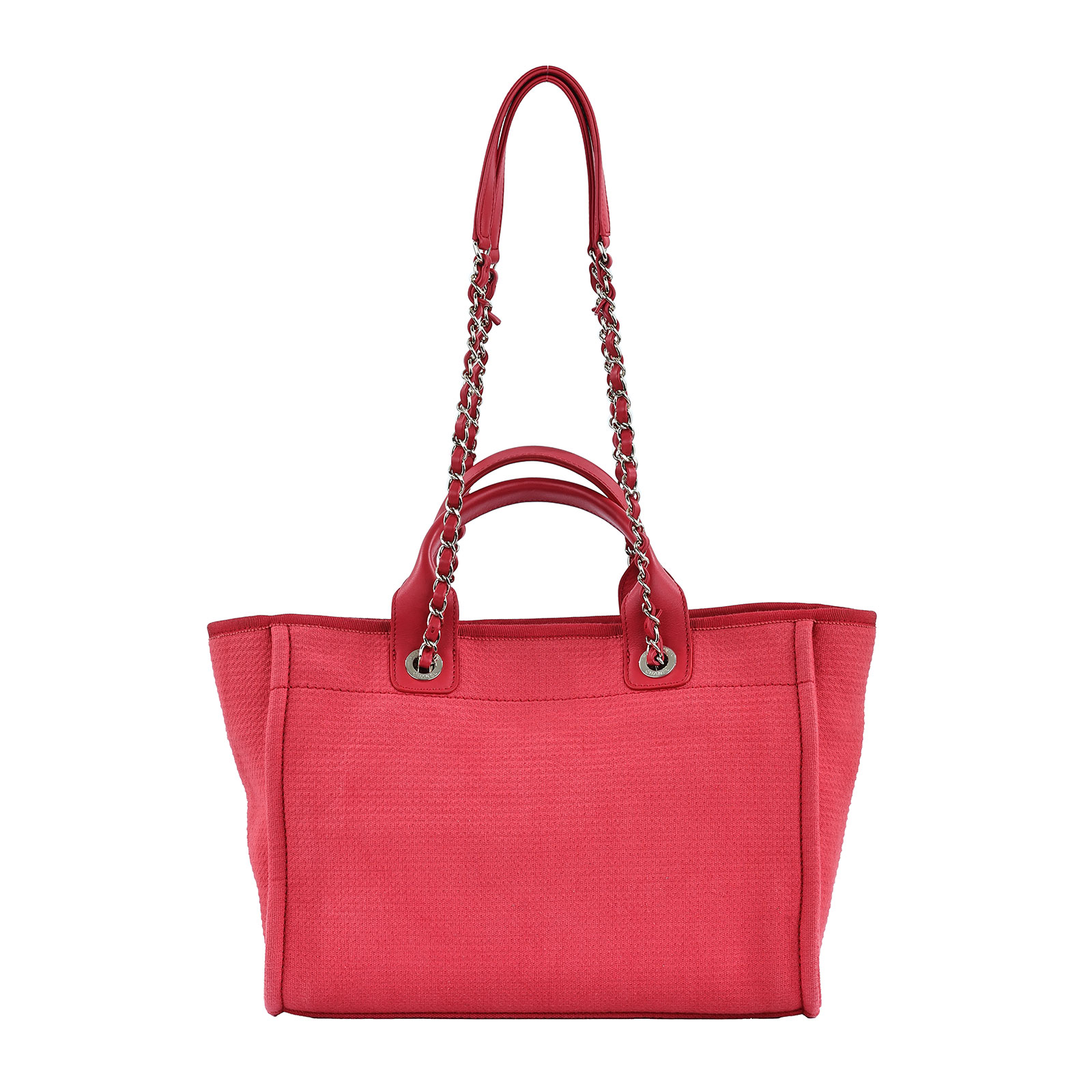 香奈兒 CHANEL 海灘包  晶片款 　橘紅帆布沙灘包小號 防塵袋