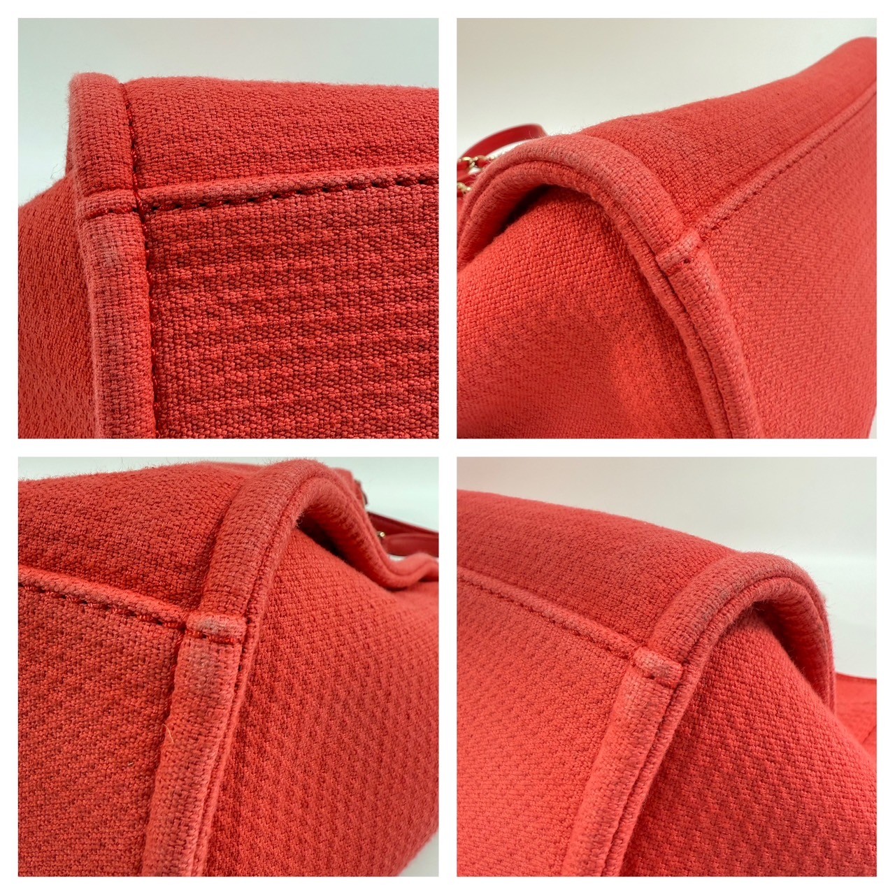 香奈兒 CHANEL 海灘包  晶片款 　橘紅帆布沙灘包小號 防塵袋