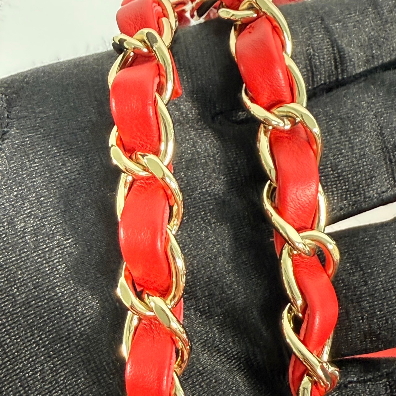 香奈兒 CHANEL 海灘包  晶片款 　橘紅帆布沙灘包小號 防塵袋