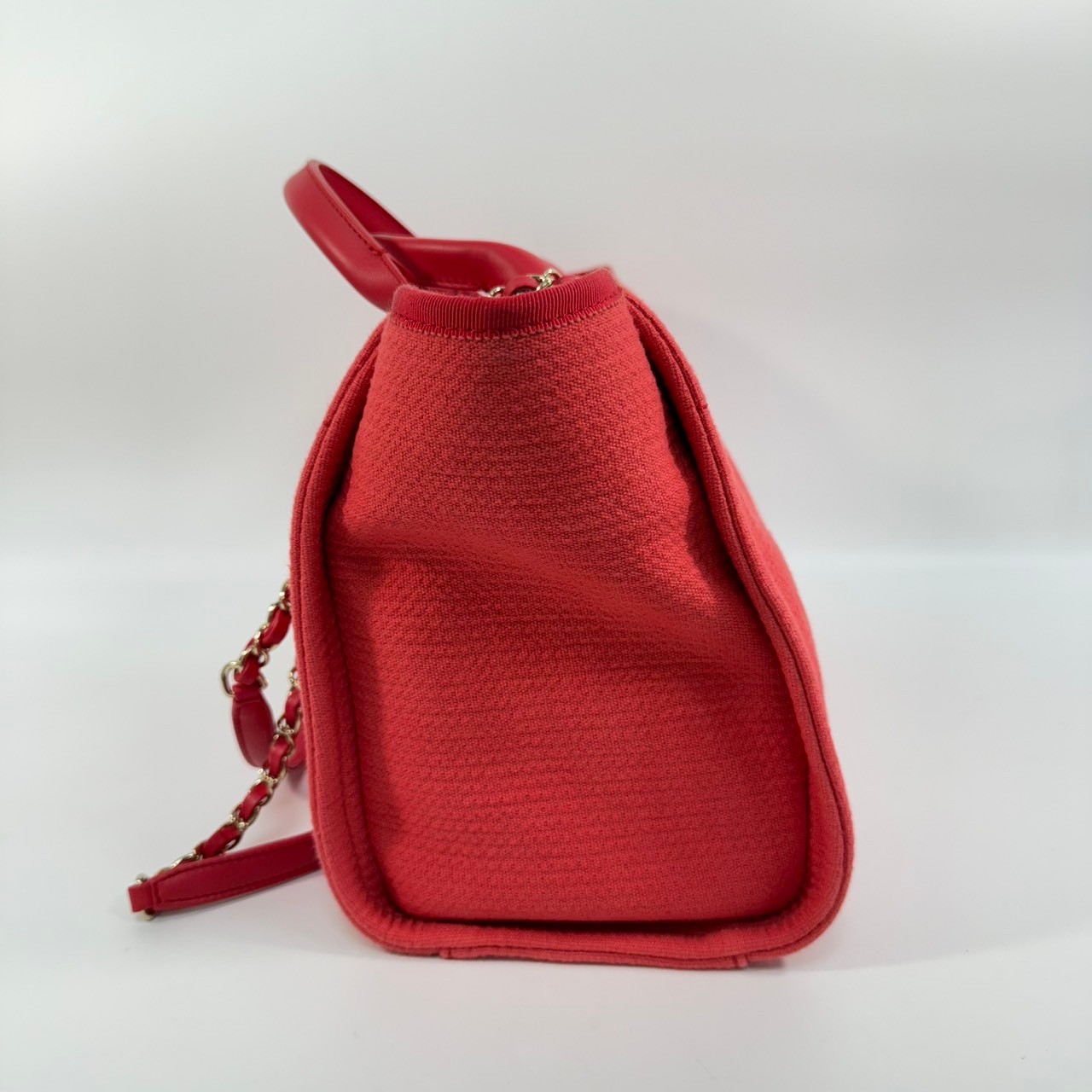 香奈兒 CHANEL 海灘包  晶片款 　橘紅帆布沙灘包小號 防塵袋