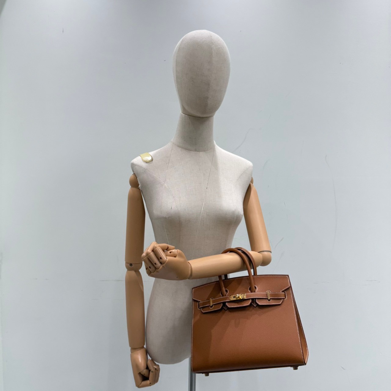 愛馬仕 Hermes Birkin Bag 柏金包 25 BK25 W刻 　金棕金BIRKIN25 EPSOM 外縫 原廠盒子/防塵袋/購買證明影本