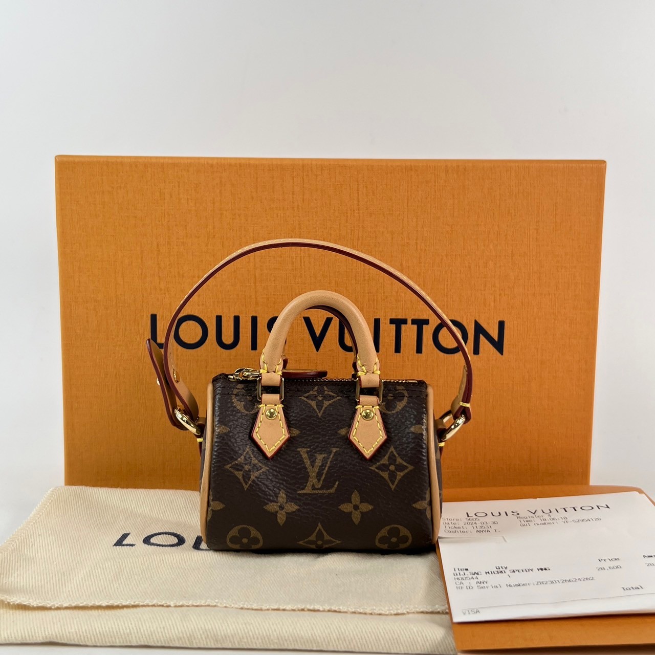 路易威登 LOUIS VUITTON Speedy Monogram 手提包吊飾 M00544 晶片款 　原花SPEEDY吊飾 原廠盒子/防塵袋/台灣購買證明