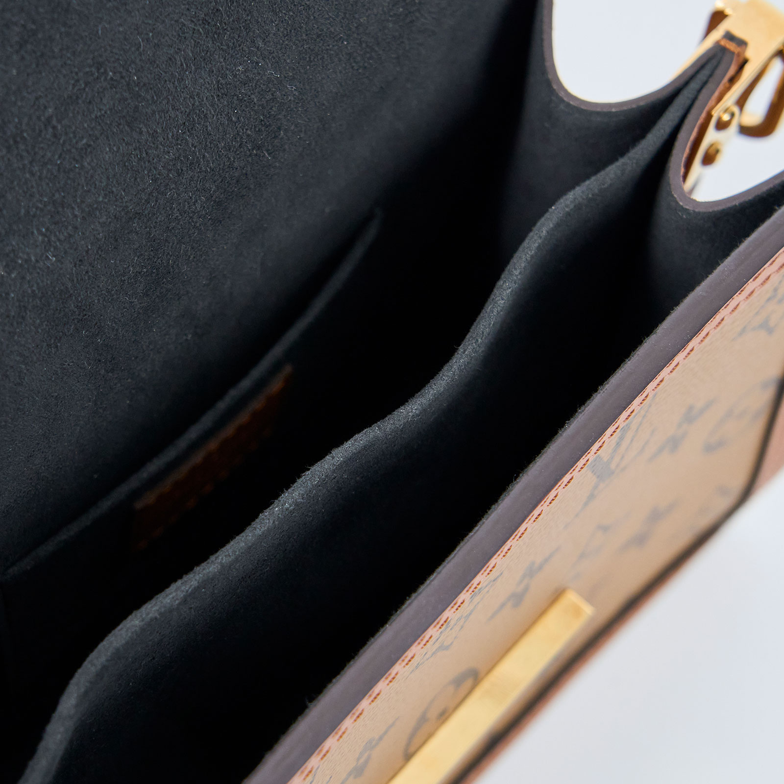 路易威登 LOUIS VUITTON Mini Dauphine Reverse皮革飾邊 迷你 達芙妮 肩背 斜背包 M44580  原廠盒子/防塵袋/背帶