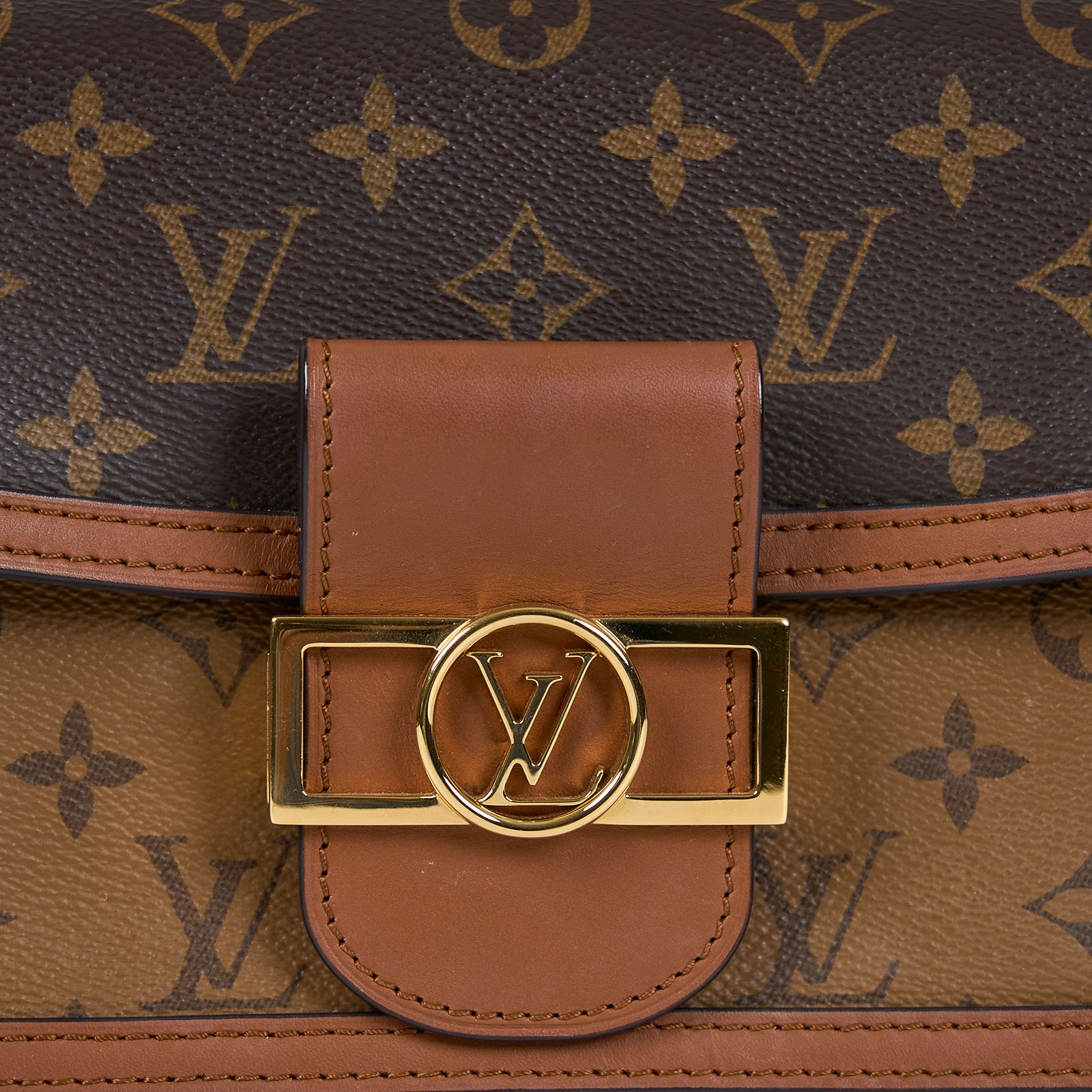 路易威登 LOUIS VUITTON Mini Dauphine 達芙妮 Reverse皮革飾邊 帆布肩背 斜背包 M45959 　達芙妮小號 防塵袋