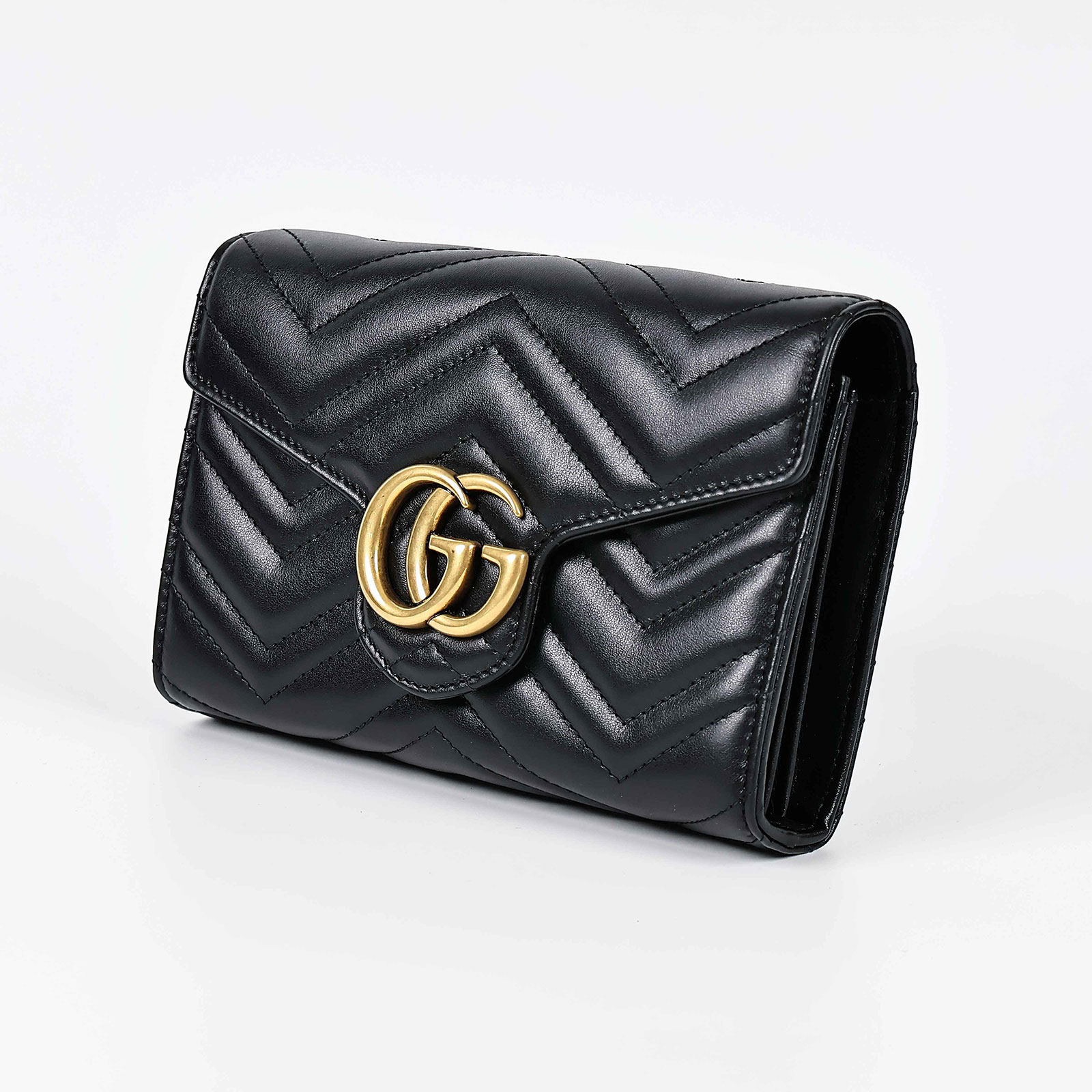 古馳 GUCCI GG Marmont 絎縫 迷你 肩背包 474575 黑MARMONT WOC 防塵袋