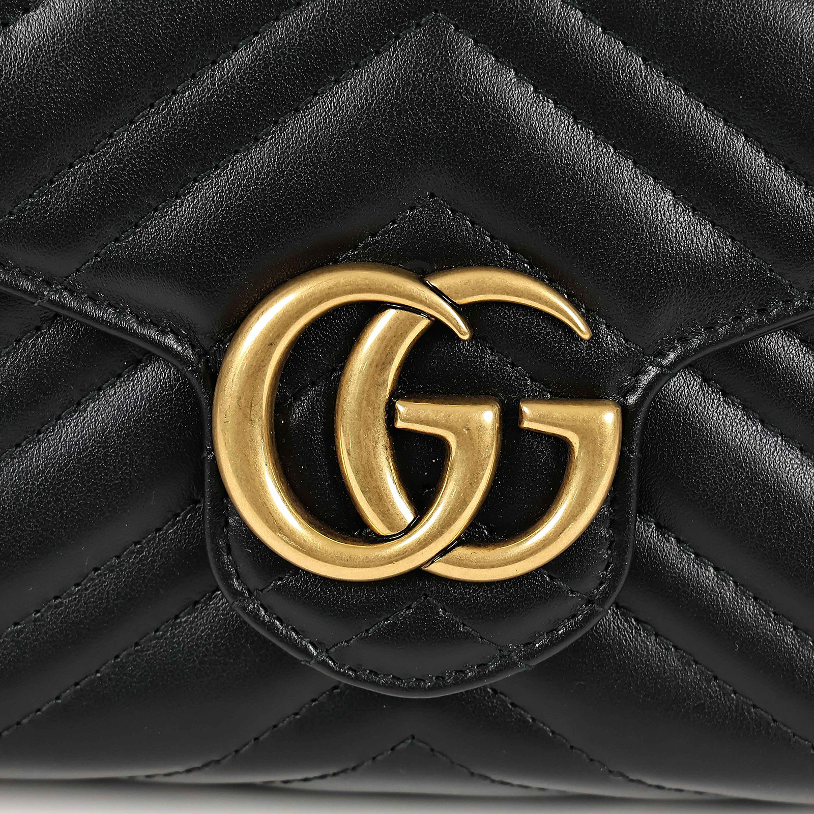 古馳 GUCCI GG Marmont 絎縫 迷你 肩背包 474575 黑MARMONT WOC 防塵袋