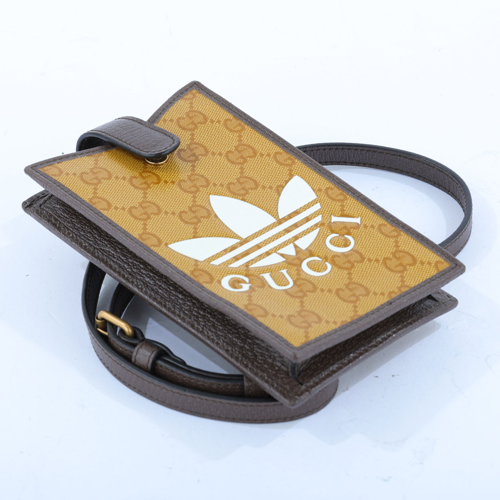 古馳 GUCCI Adidas 聯名 手機包 702203 黃GG聯名手機袋 無附屬品