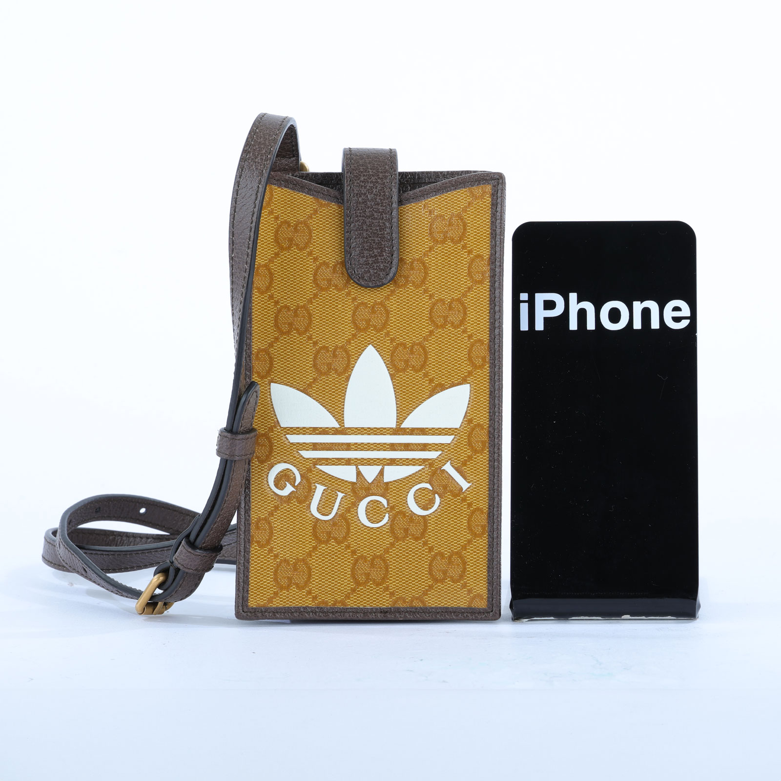 古馳 GUCCI Adidas 聯名 手機包 702203 黃GG聯名手機袋 無附屬品