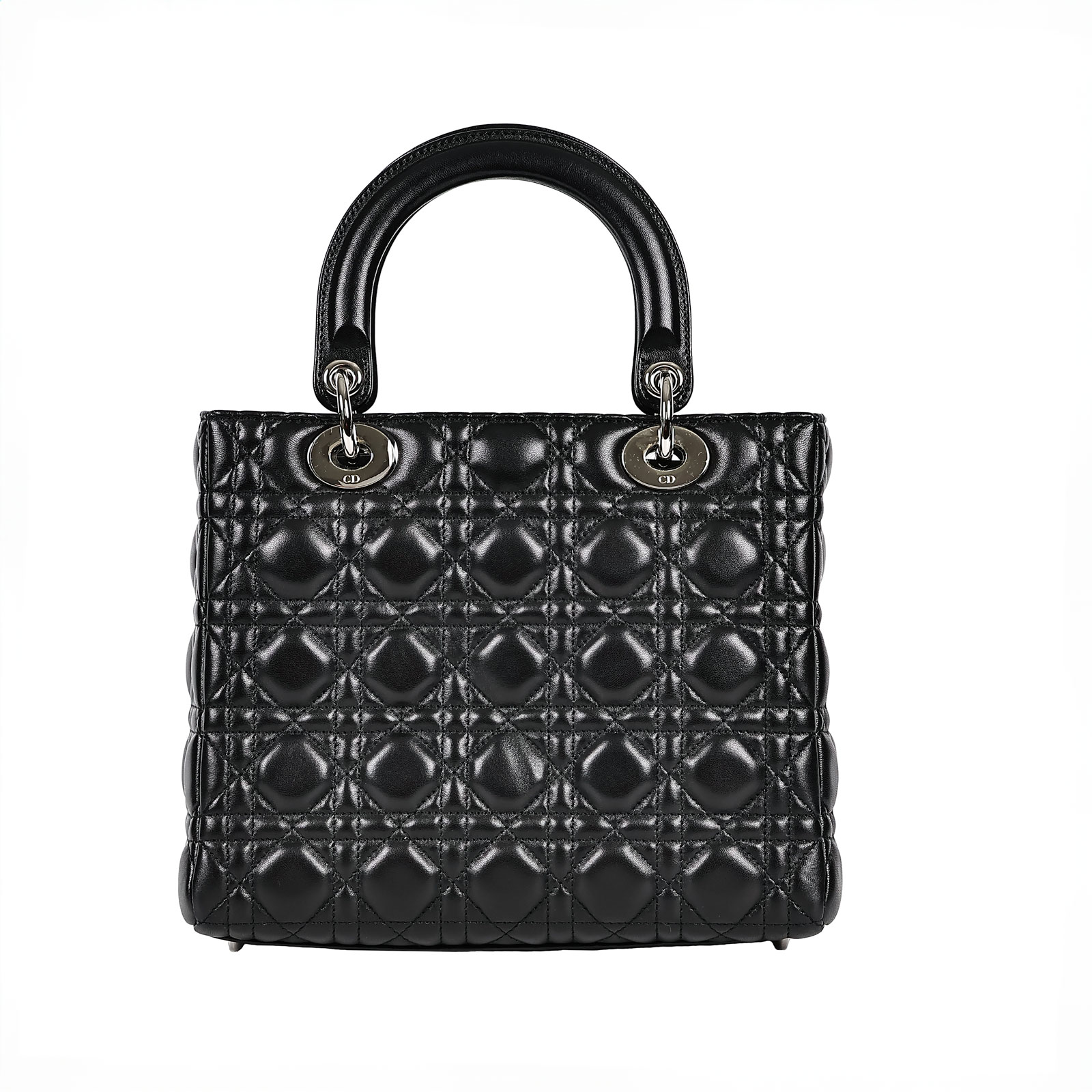 迪奧 CHRISTIAN DIOR Lady Dior 中型 肩背 斜背 手提包  黑銀LADY DIOR 中碼 原廠盒子/防塵袋/保證卡
