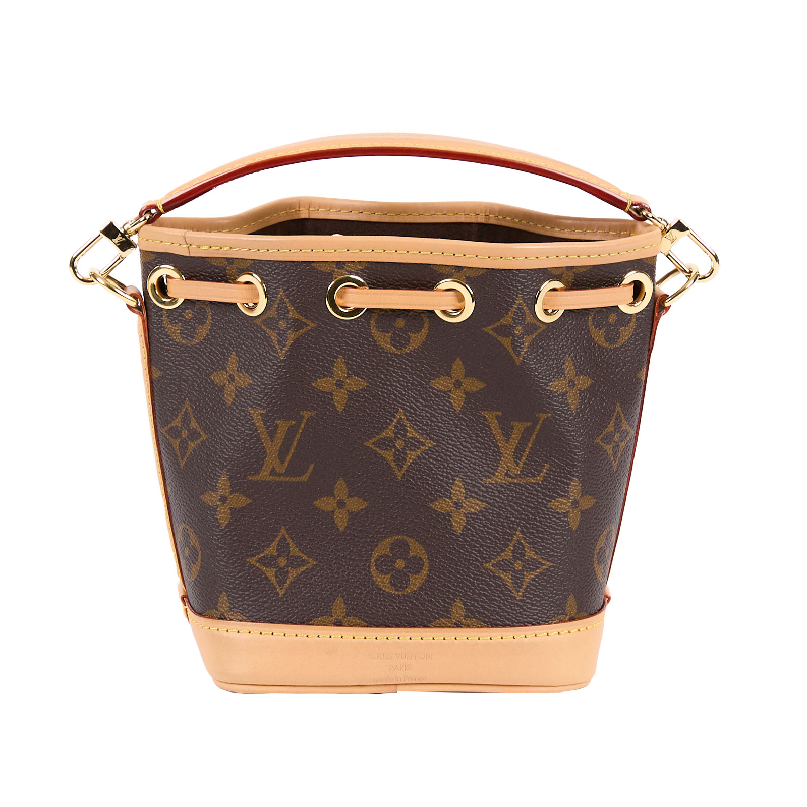 路易威登 LOUIS VUITTON Nano Noé 原花 束口水桶包 M81266 晶片款 原花NANO NOE水桶包 原廠盒子/防塵袋